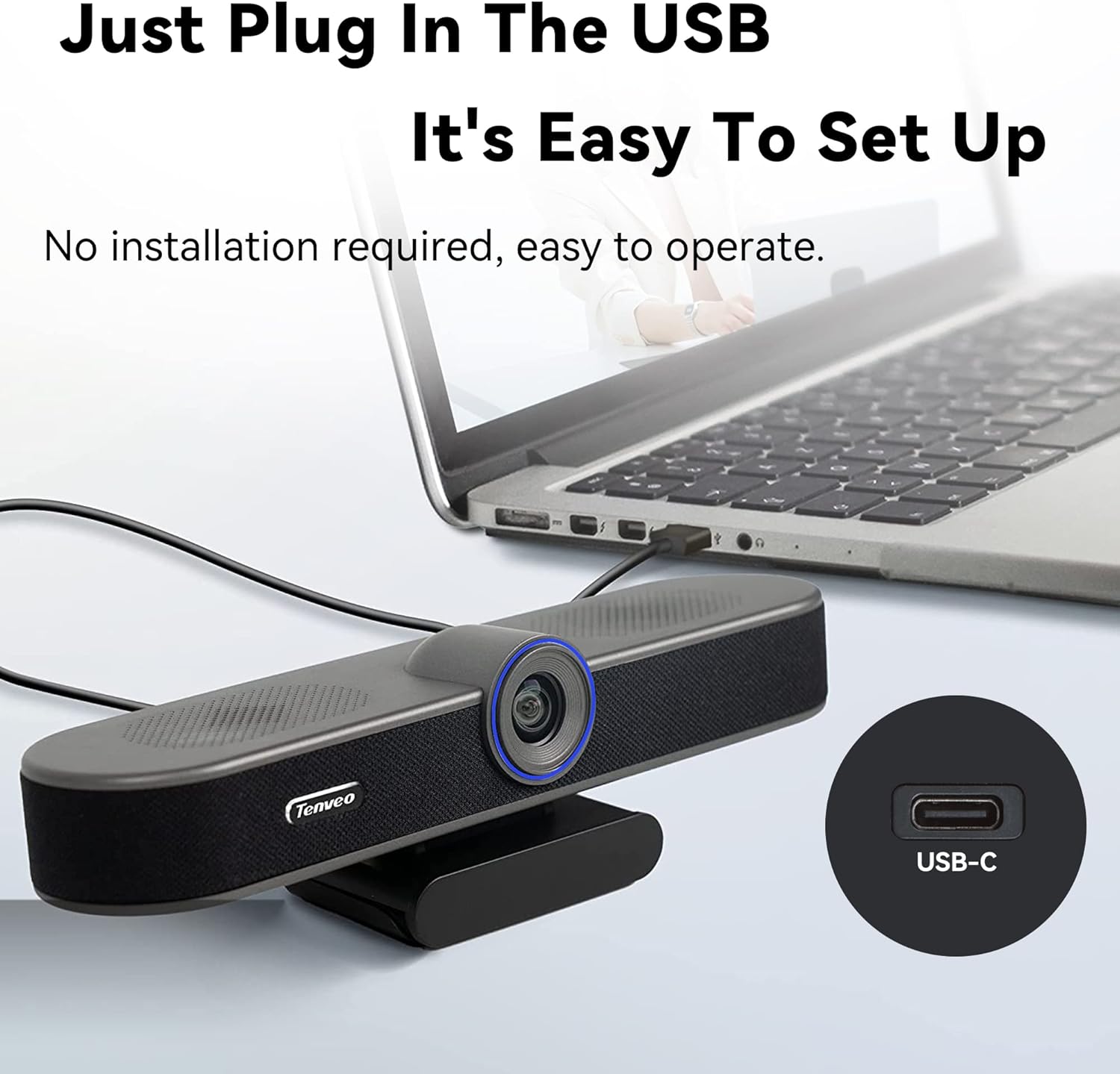 Tenveo 1080P 60FPS Webcam with Microphone and Speaker, All-in-One Video Audio Conference Camera Autofocus 116° for Video Conferencing Gaming Meeting Live Streaming Works with Skype Zoom OBS YouTube : Electronics