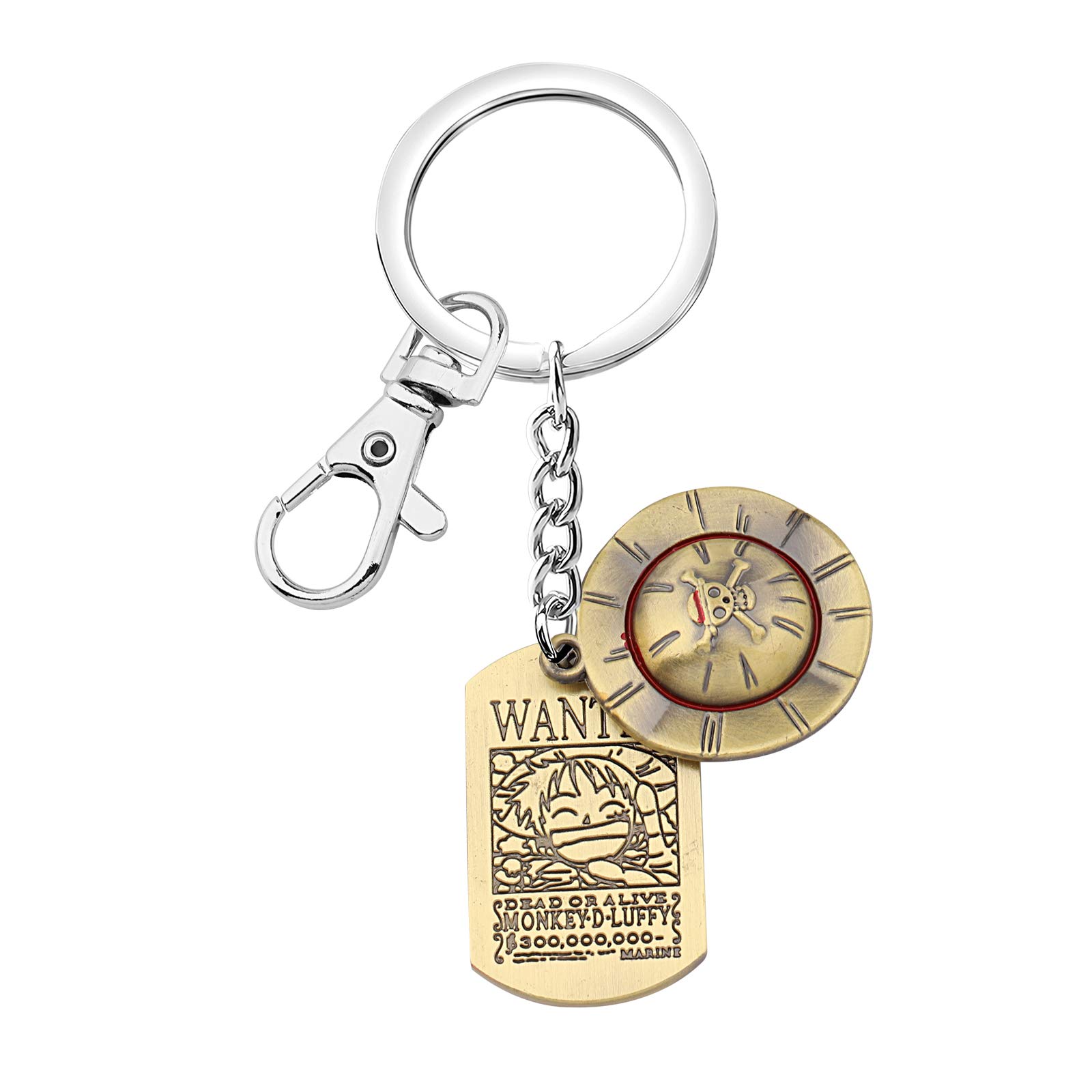 FAADBUKAnime Jewelry Bronze Straw Hat Necklace Bronze Straw Hat Keychain Cosplay Fans Gift