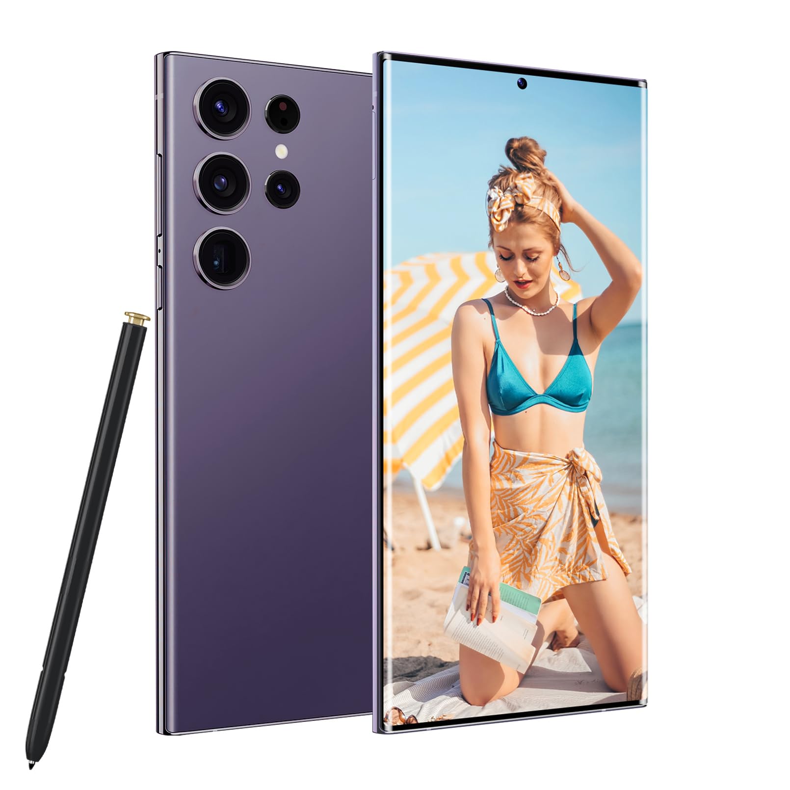 S24 Ultra Cell Phone 5G Unlocked Phones,Smartphone with Tool Pen, Android 14.0 Cell Phone 6GB+256GB Dual SIM Dual Standby (Purple)
