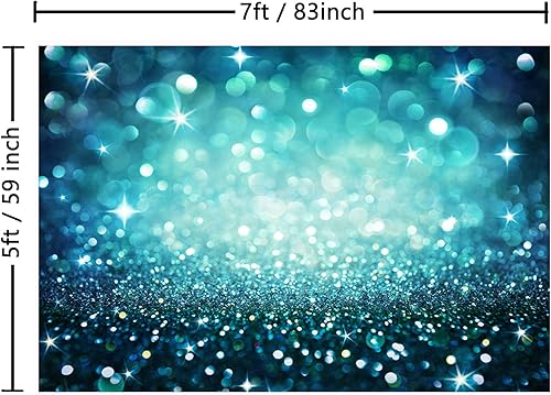 Miniatura 3 de Fondo brillante de Bokeh abstracto verde azulado de 7 x 5 pies, con puntos brillantes, fondo de foto azul brillante Bokeh, fondo para fotos de