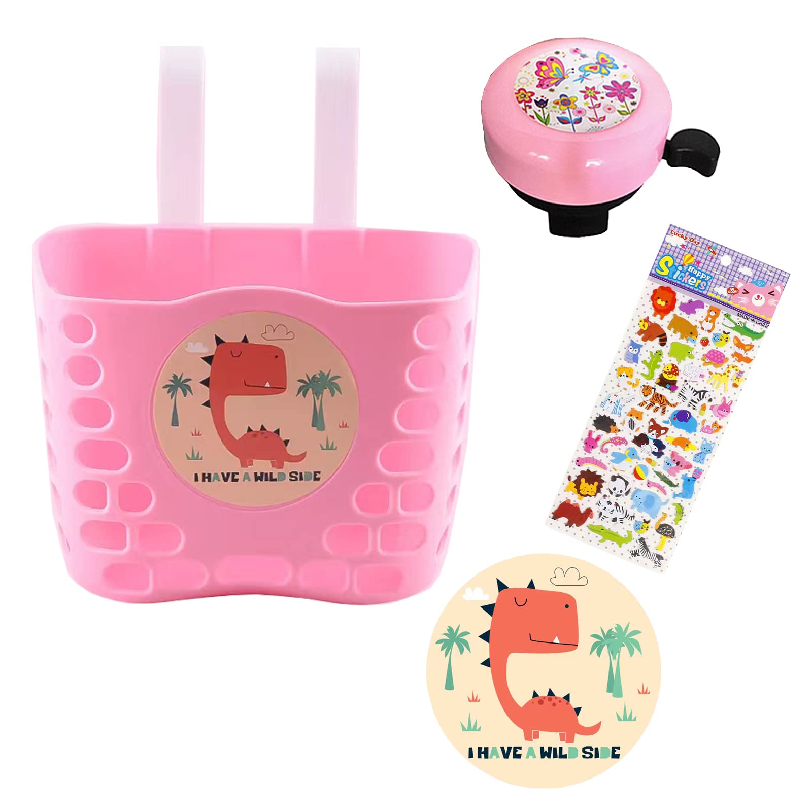 cwedtyqKids Bike Basket with Bell, Cute Cartoon Bicycle Basket for,School, Outdoor, Cycling,Scooter,Tricycle,Bike Decoration DIY Gift