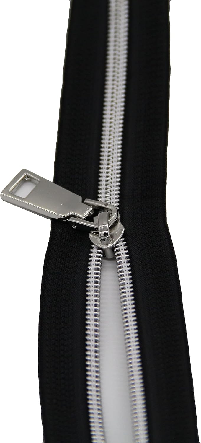 motokano 20PCS #5 Nylon Zippers 10 Yards Sewing Zippers Bulk DIY Zipper Slider-Long Zippers for Tailor Sewing Crafts Bag (BlackTapeGoldenTeeth-GoldenZipper)