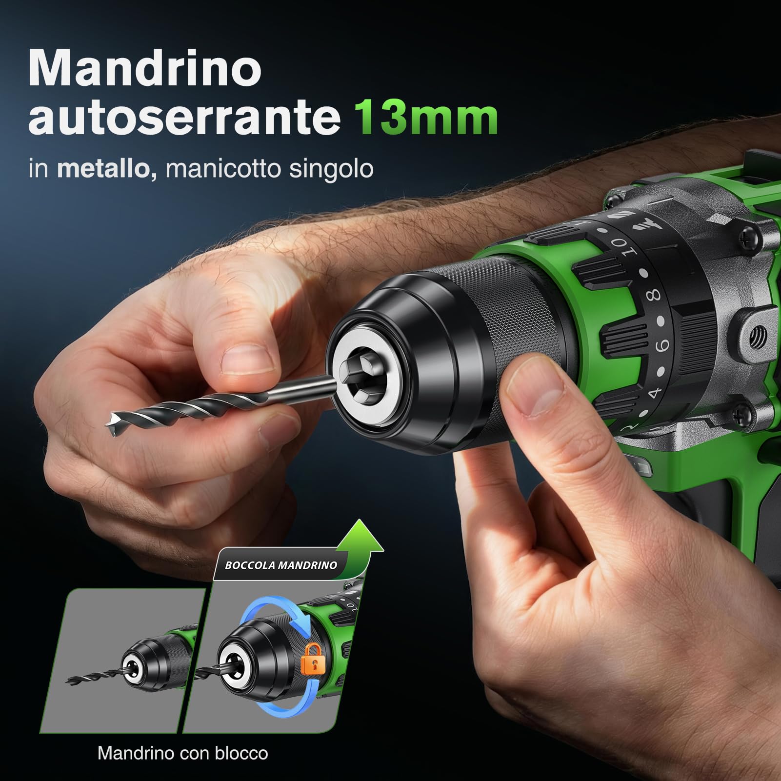 Ginour Avvitatore a Batteria 21V, 90Nm Brushless Trapano a Percussione | 2x2.0Ah 10C Li compatibile con Makita 18V, 22 Accessori, 20+3 Coppie, 2 Velocità, Trapani Avvitatori 13mm metallo Mandrino