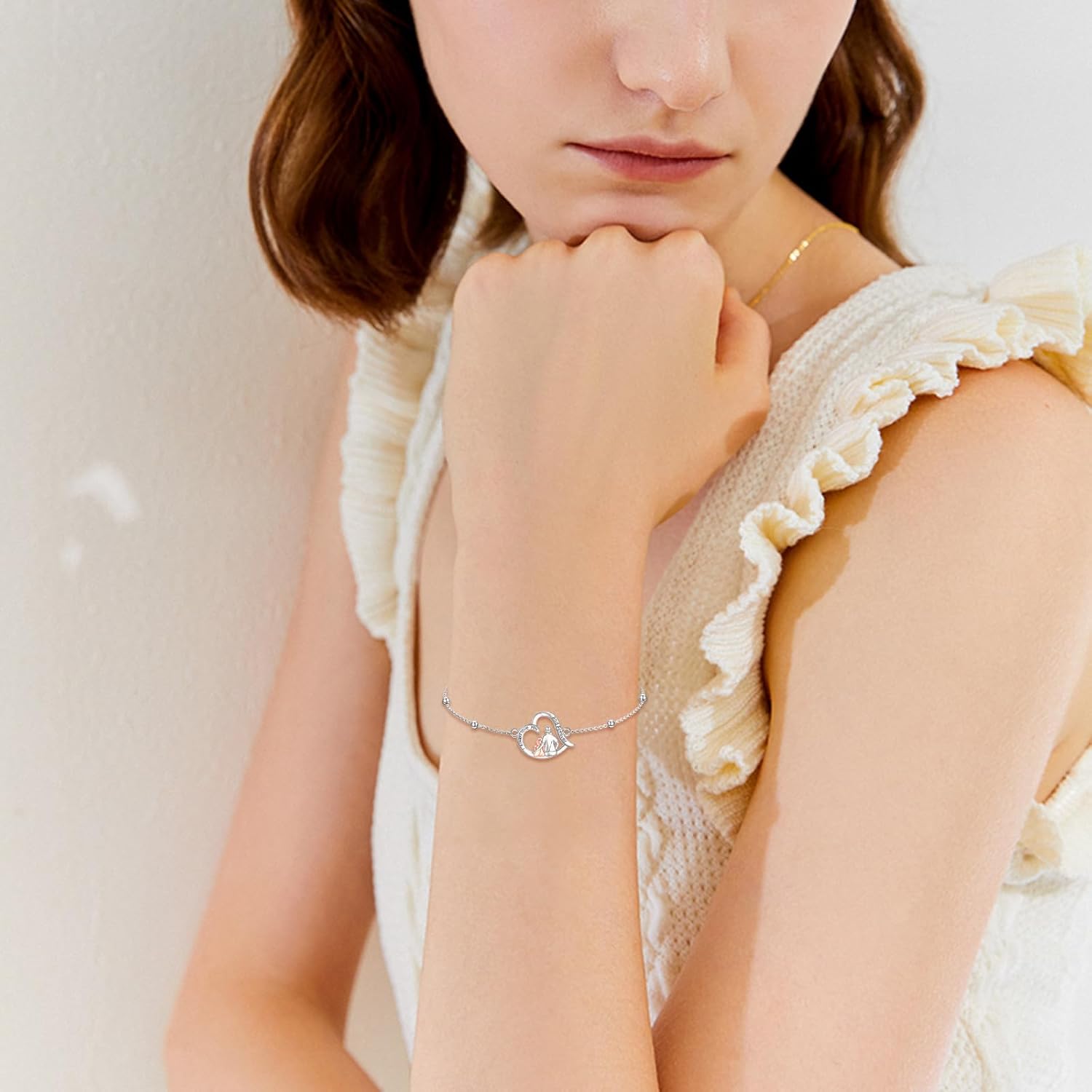 CRMAD Sister Gifts from Brother/Father for Sister Sterling Silver Family Bracelet Jewelry