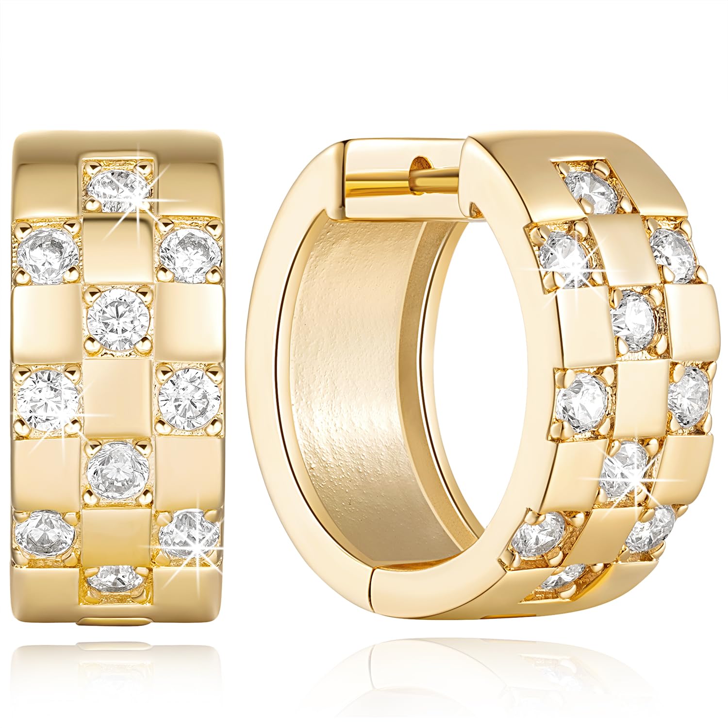 VernifllogaVerniflloga 14K Gold Hoop Earrings for Women 14 Karat Gold Diamond Earrings Thick Women’s Hoop Earrings Jewelry Gifts 18mm