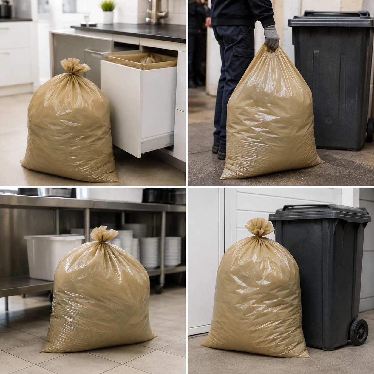 Sacchi Ambra per Spazzatura Alta Resistenza, Sacchi per Immondizia Professionali per Raccolta Rifiuti, Cartone da 20 Kg, misure 90 x 120 cm