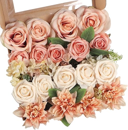 Juego de flores artificiales, flores combinadas para bricolaje, ramos de boda, centros de mesa, arreglos de fiesta, baby shower, decoración del hogar