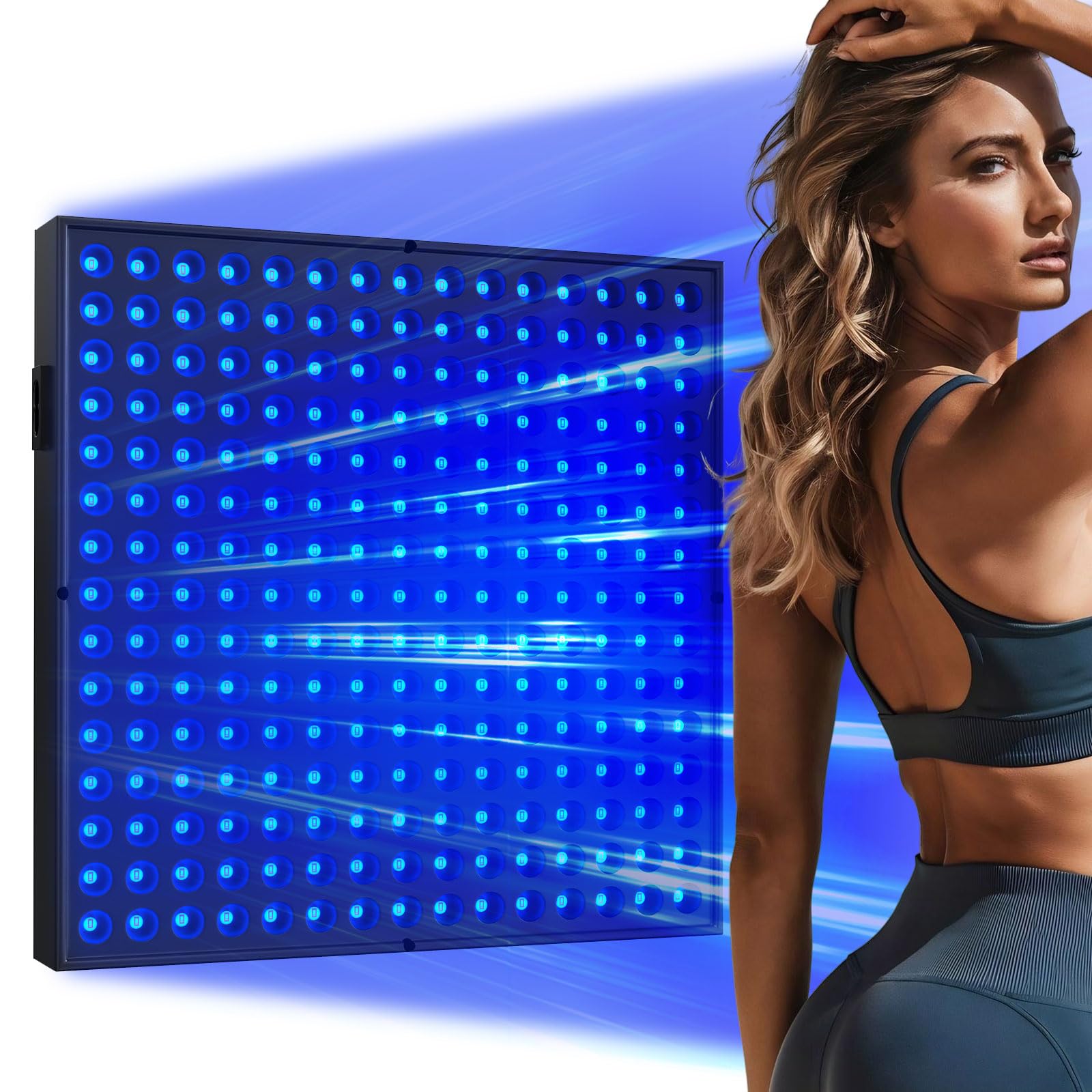Lámpara de bronceado para el hogar, 225 unidades, 460 NM, solarium facial, soporte ajustable y gancho colgante, bronceador facial para el hogar para el cuerpo y la cara (negro)
