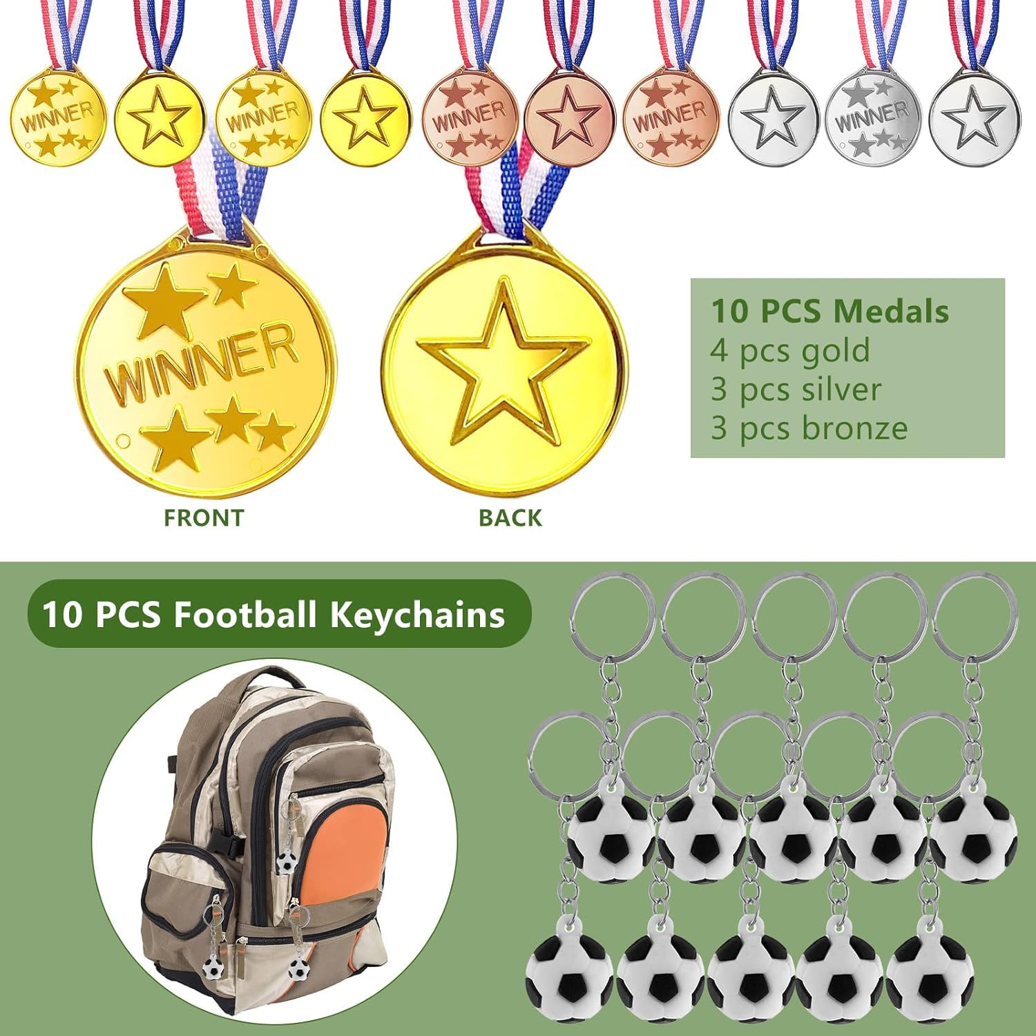 130 Pezzi Gadget Festa Calcio Bambini, Kit Regalini Fine Festa Compleanno Mondiale 2026 con Medaglie d'Oro, Fischietti, Portachiavi 3D, Penne e Tatuaggi, Premi Sportivi & Sacchetti Regalo - 2