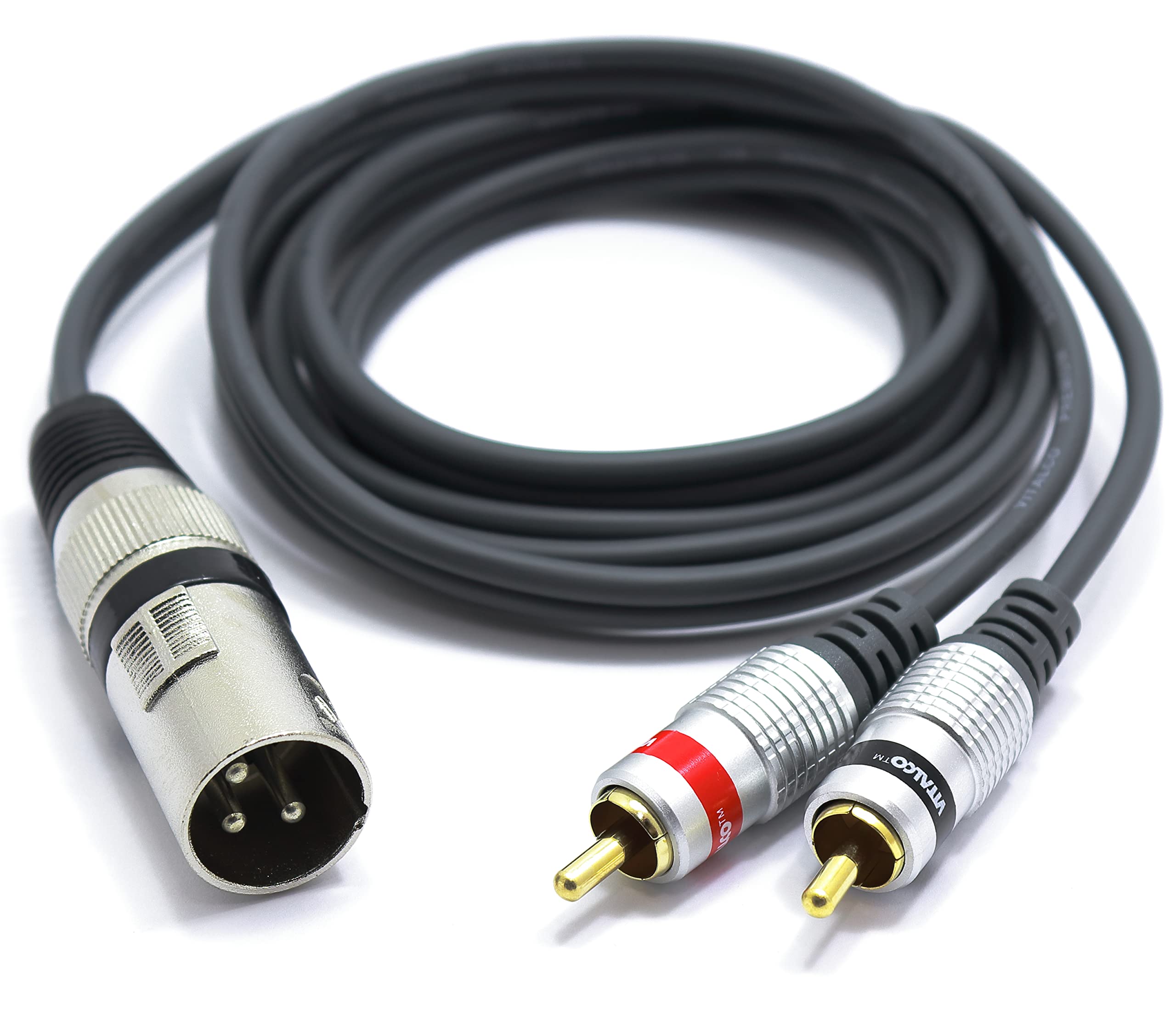 XLR Macho a 2x RCA 5m Adaptador XLR de 3 Pines a Doblo RCA conectores estéreo Divisor de Audio 3-pin Cable de Micrófono