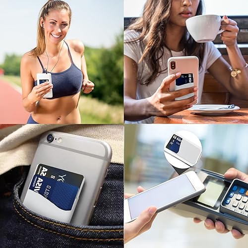 Miniatura 6 de Práctica y versátil cartera para teléfono celular, se adhiere en la parte posterior del teléfono, bolsillo de silicona de alta calidad con adhesivo