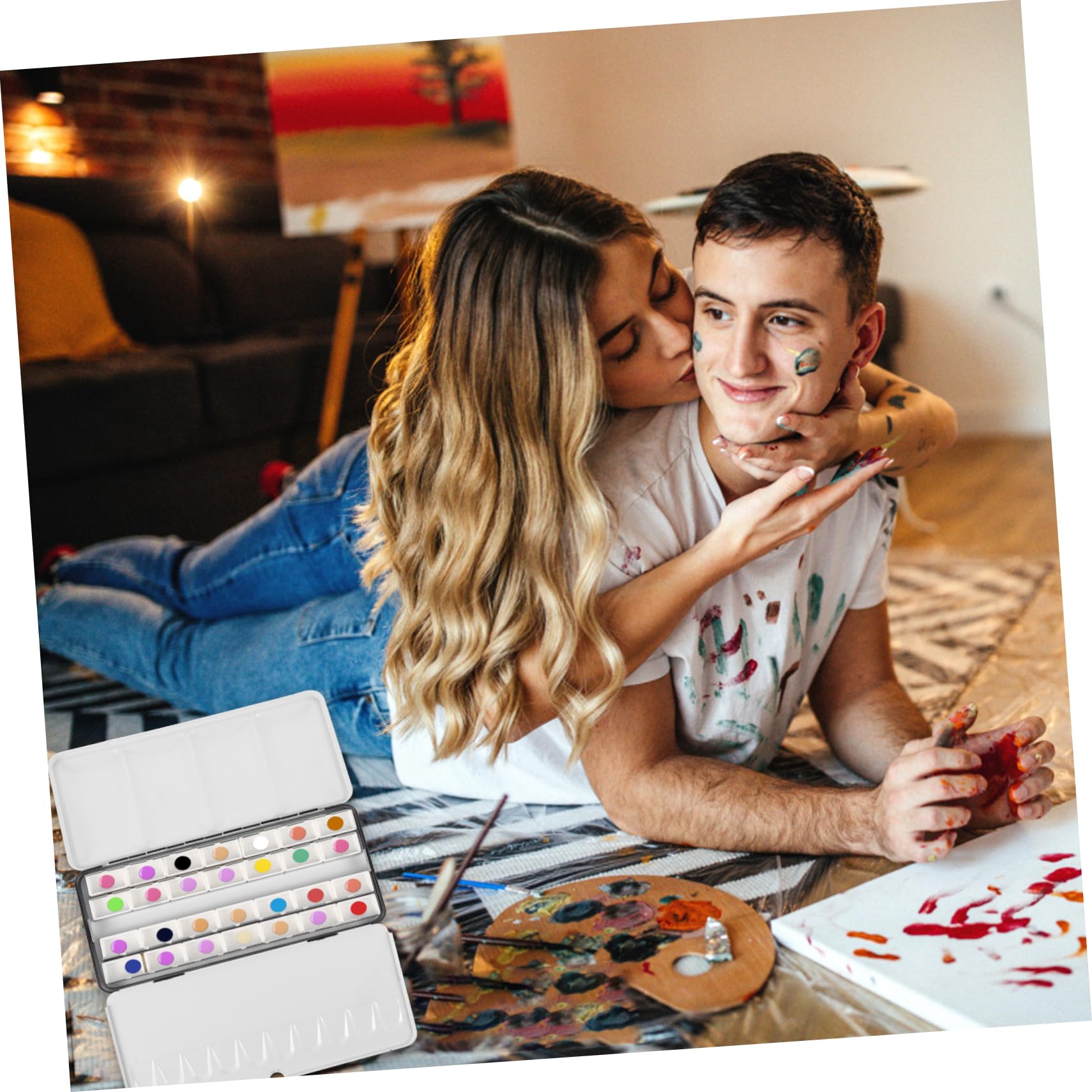 Boîte à Aquarelle Vide en Fer Noir Portable et Légère Grosse Capacité, Coffret de Rangement pour Pigments, pour Artistes en Déplacement