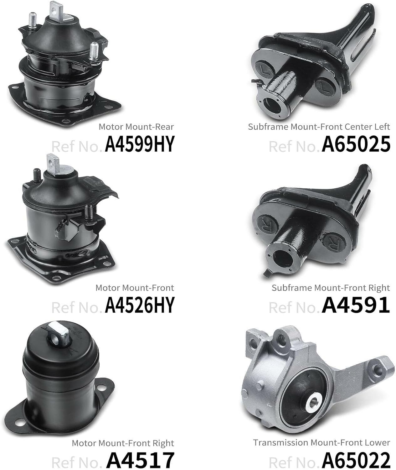 Engine Motor Mount Compatible with Acura TL 3.2L 3.5L 2007 2008 Replacement for OE A4526HY A4599HY A4517 A4591 A65022 A65025 Set of 6