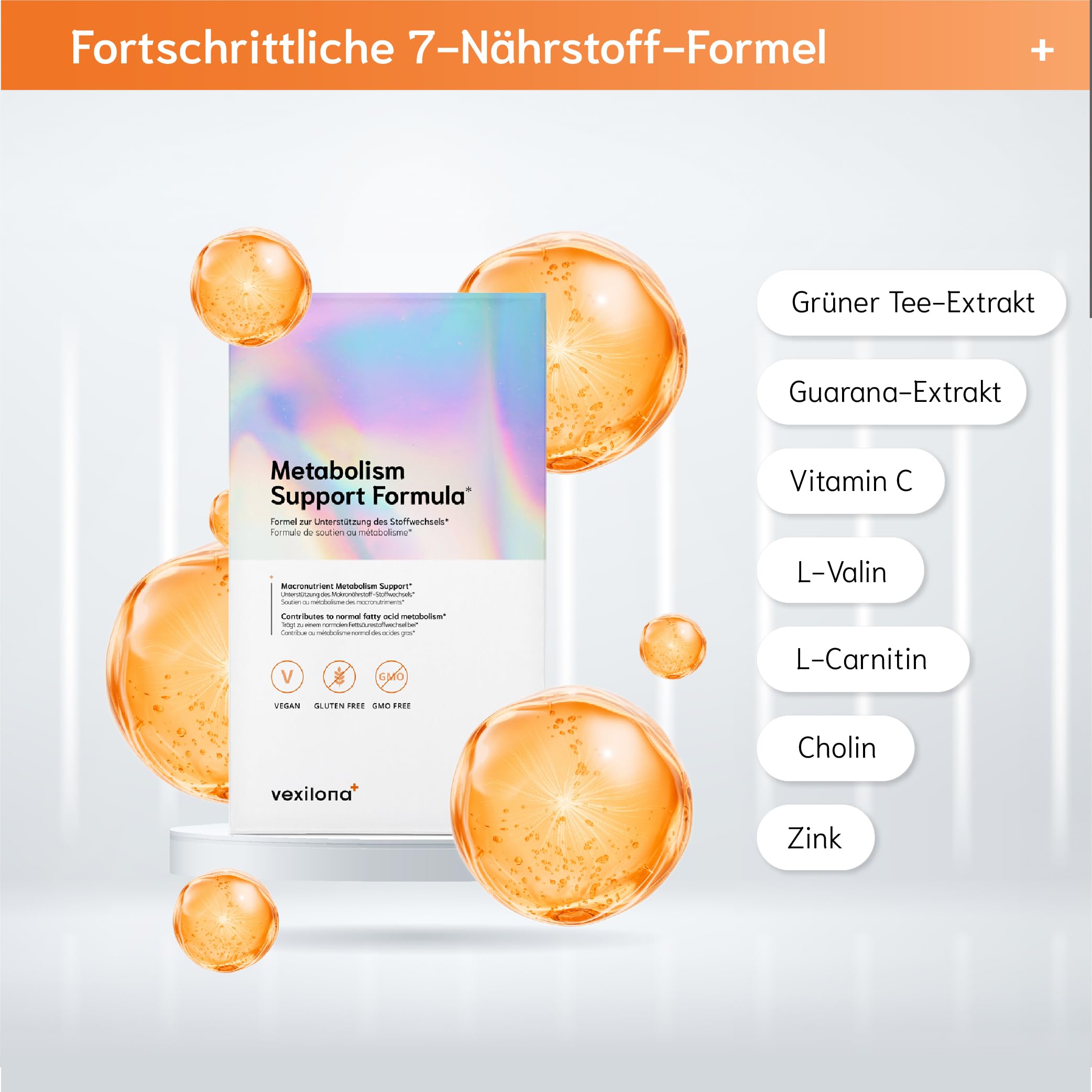 Die Stoffwechsel-Unterstützungsformel mit Grüntee-Extrakt, Guarana-Extrakt, Cholin, Vitamin C und Zink zur Unterstützung des Körpers, 60 Kapseln (1 Packung)