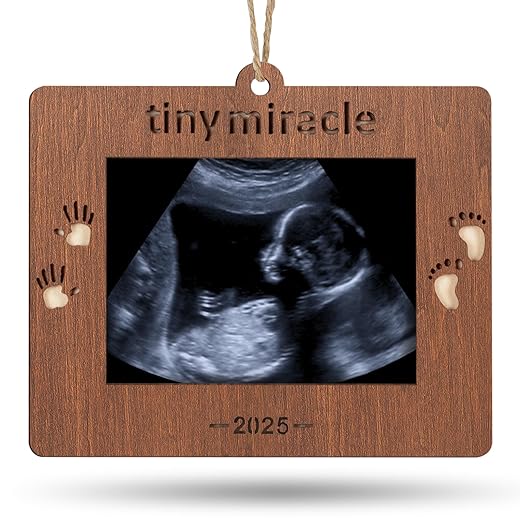 Creawoo 2023 Tiny Miracle Christmas Ornament Sonogram Picture Frame Baby's First Christmas Baby Gift Ultrasound Photo Frame Tiny Miracle Keepsake for Expecting Parents and Grandparents