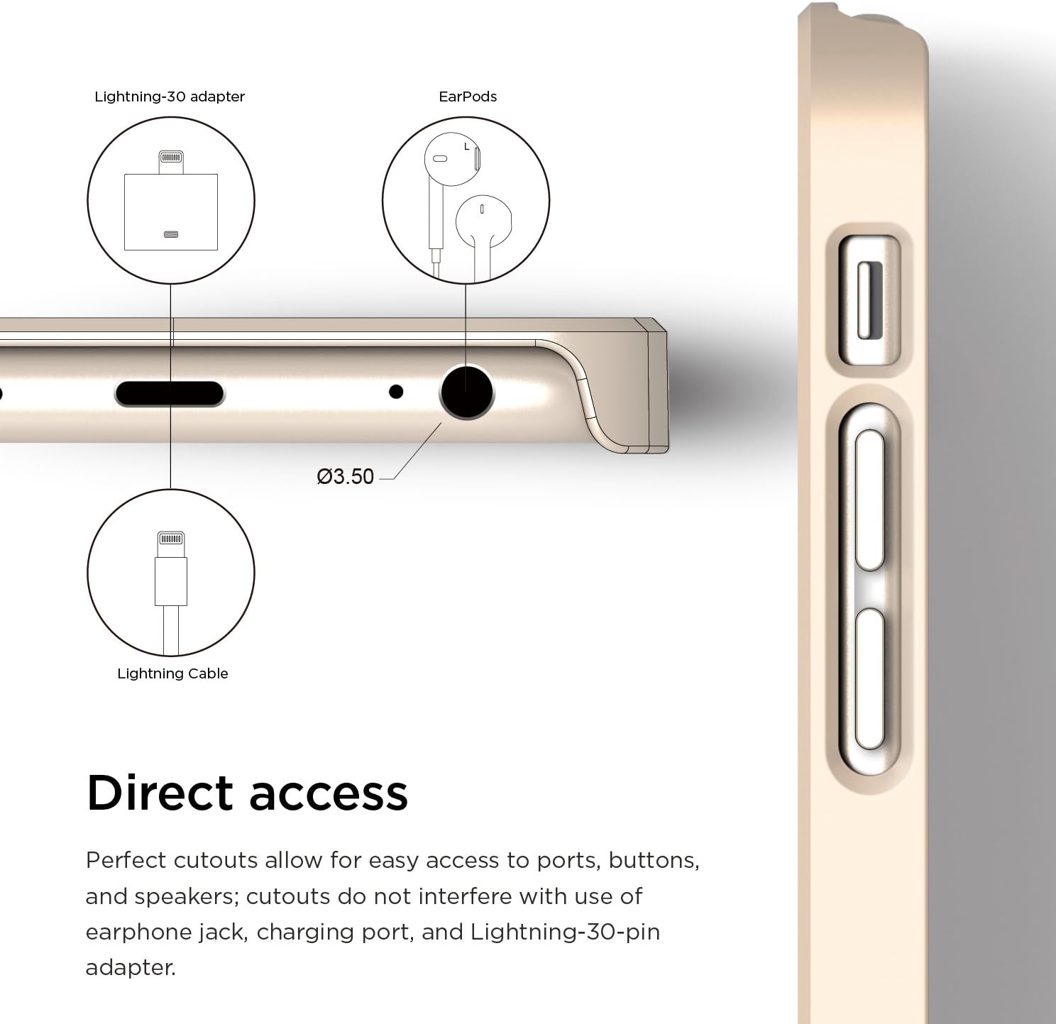 iPhone 6S Case, elago® [Outift Matrix][Champagne Gold/Dark Grey] - [Premium Hybrid Construction][Brushed Aluminum][Spark Design Award] - for iPhone 6/6S
