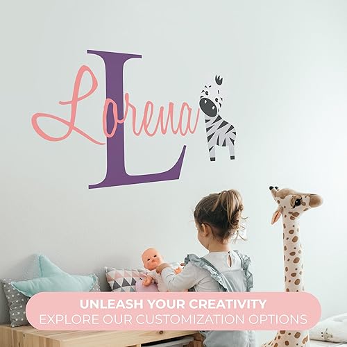 Miniatura 2 de Nombre personalizado zebra animal seriesBaby BoyAdhesivo decorativo para pared guardería infantil para Hogar recámara Niños