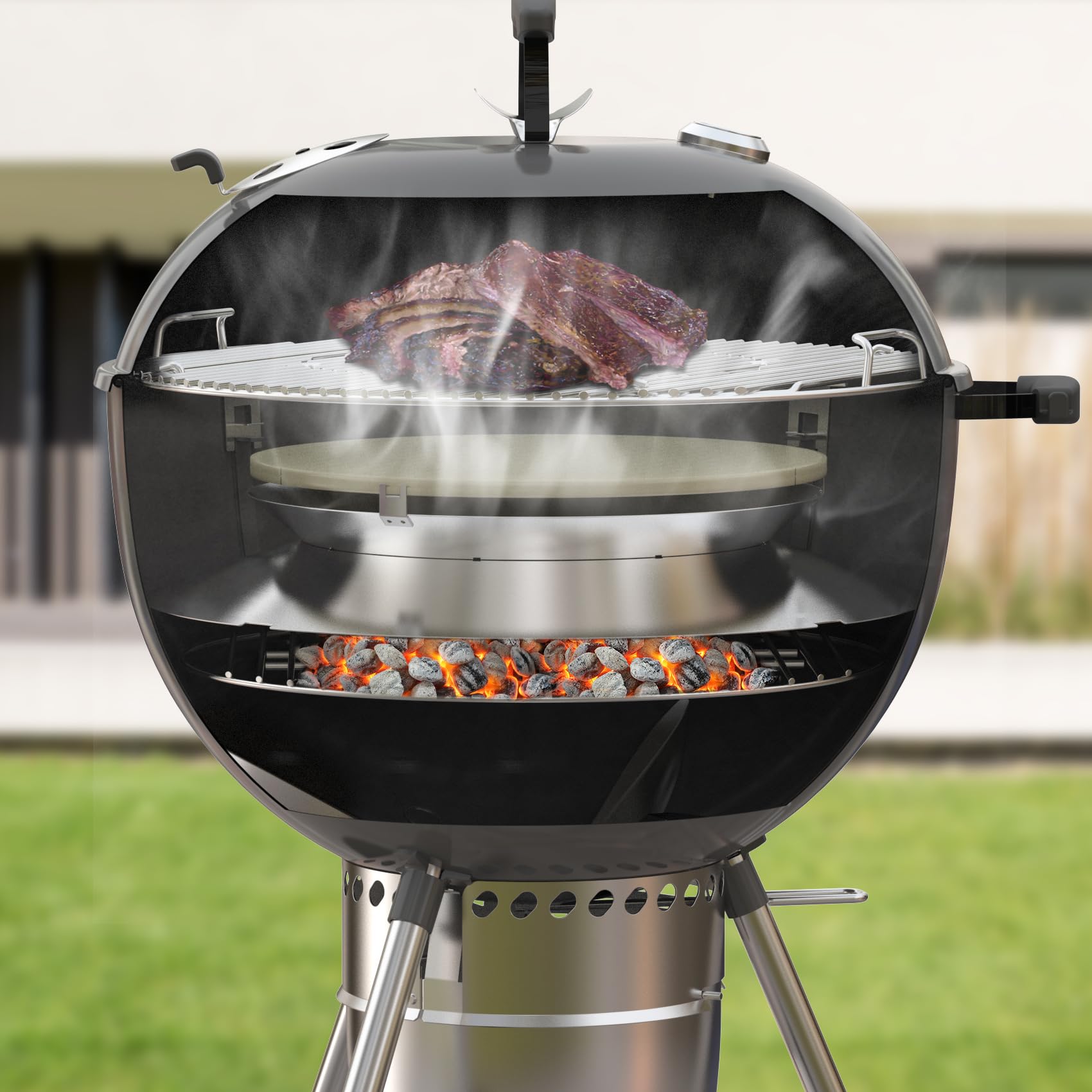 MEKILYN Regolatore Calore Per Barbecue Weber 55,9 Cm: Accessorio Per Carbone Per Cottura Low And Slow