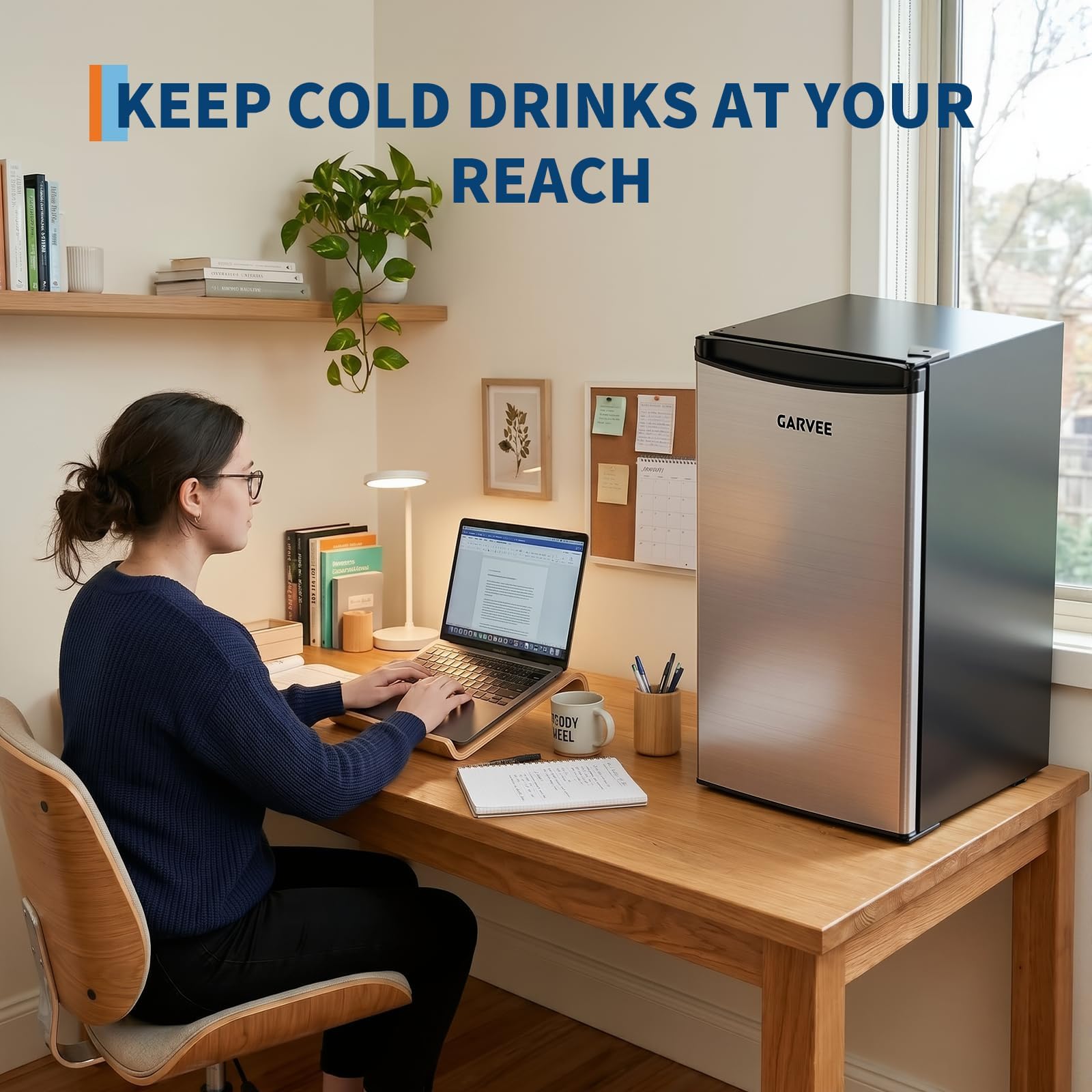 92L Mini Kühlschrank ohne Gefrierfach 5 Stufen 0-18°C Edelstahl-Tür leise freistehend E-Klasse
