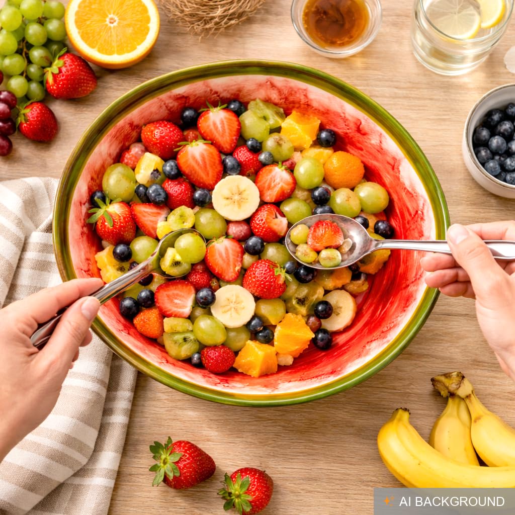 Lashuma Handgemachte Obstschale Melone, Servierschale aus Italienischer Keramik in Melonenoptik, Runde Salatschüssel 24 cm