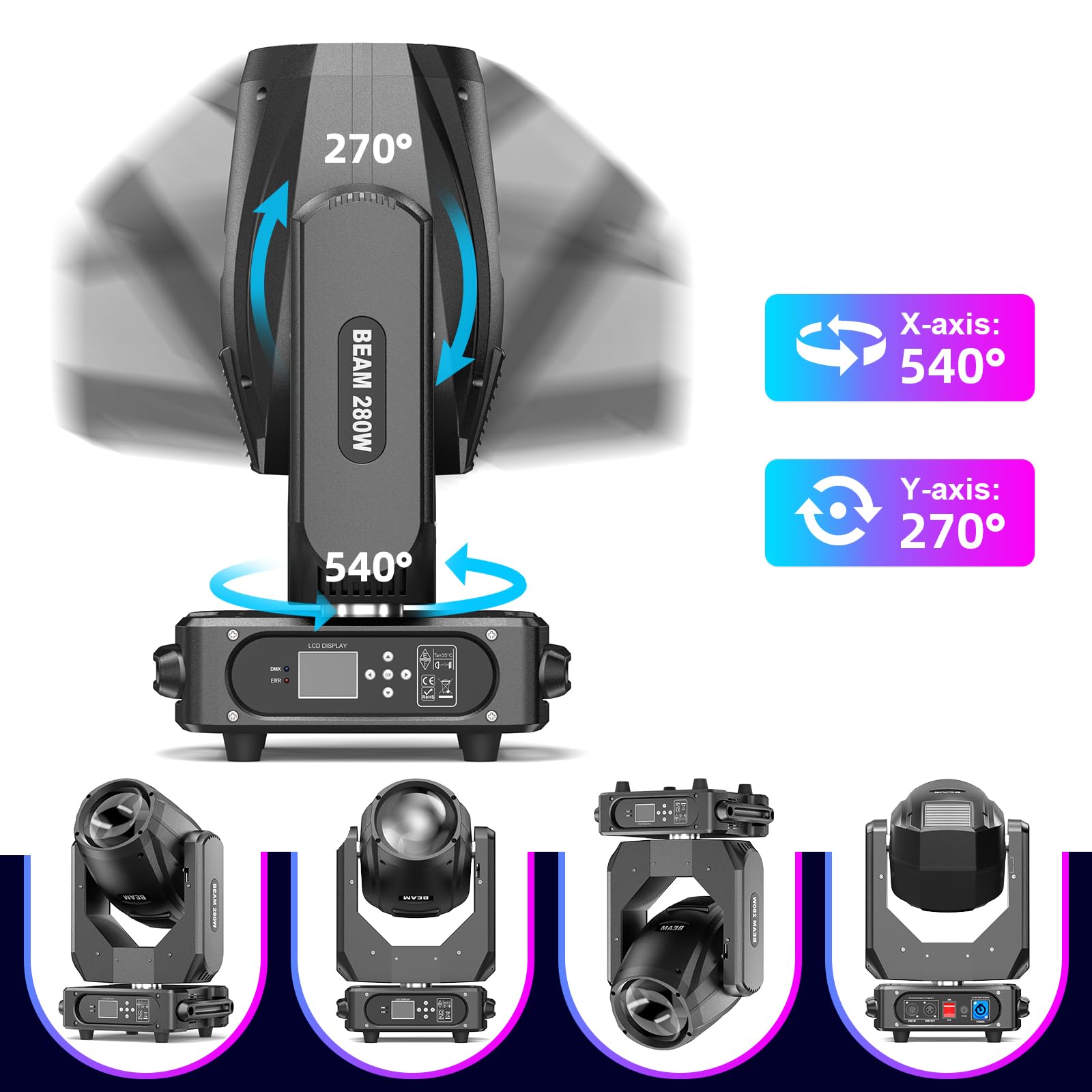 280W Teste Mobili 10R Fascio Palco luci 14 Colori 17 Gobos 16CH Proiettore 8 + 48 Prisma Testa Mobile per Discoteca Club Bar Feste Luci