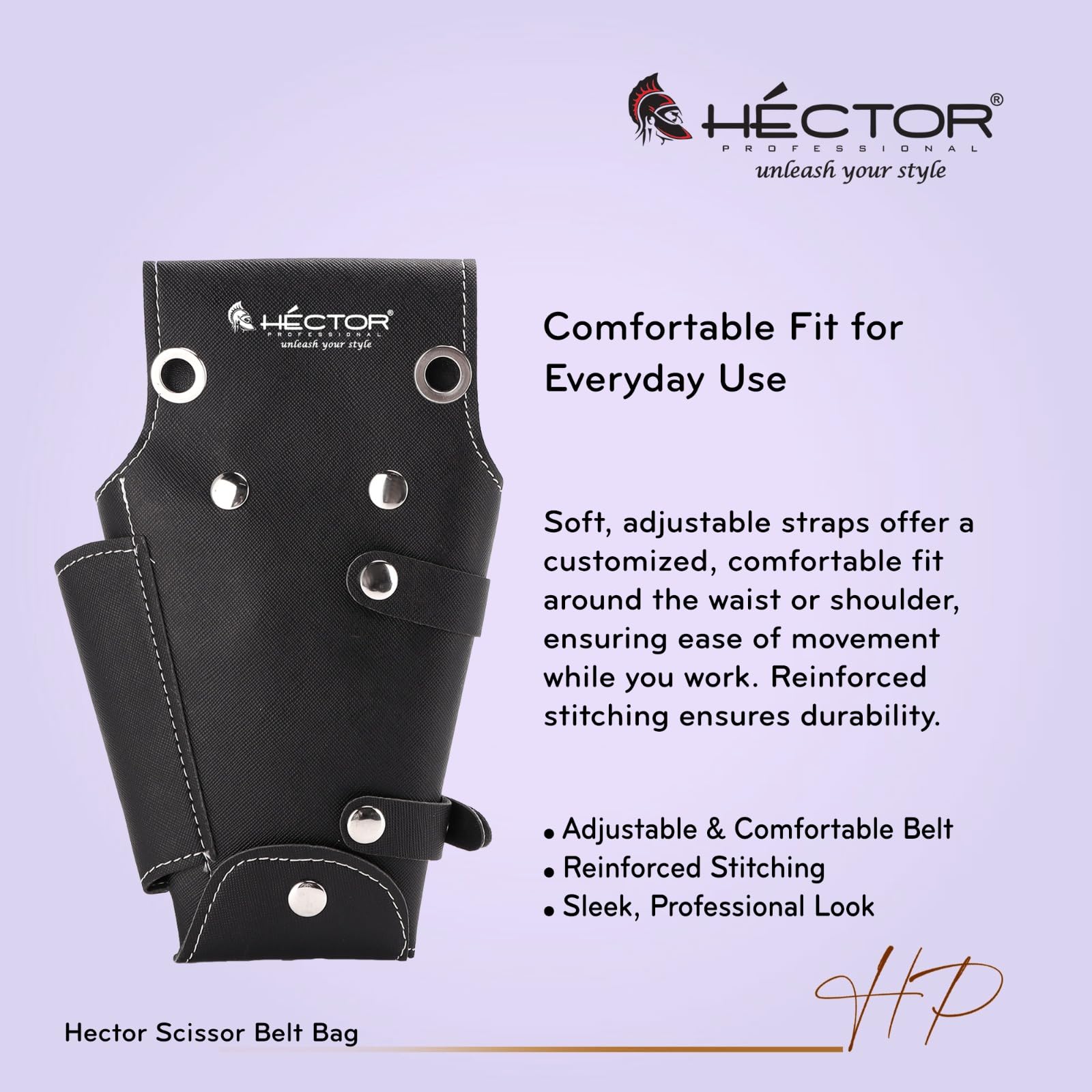 HECTOR Professional Leather Scissors Belt Kit Pouch with Metal Studs, Black 1