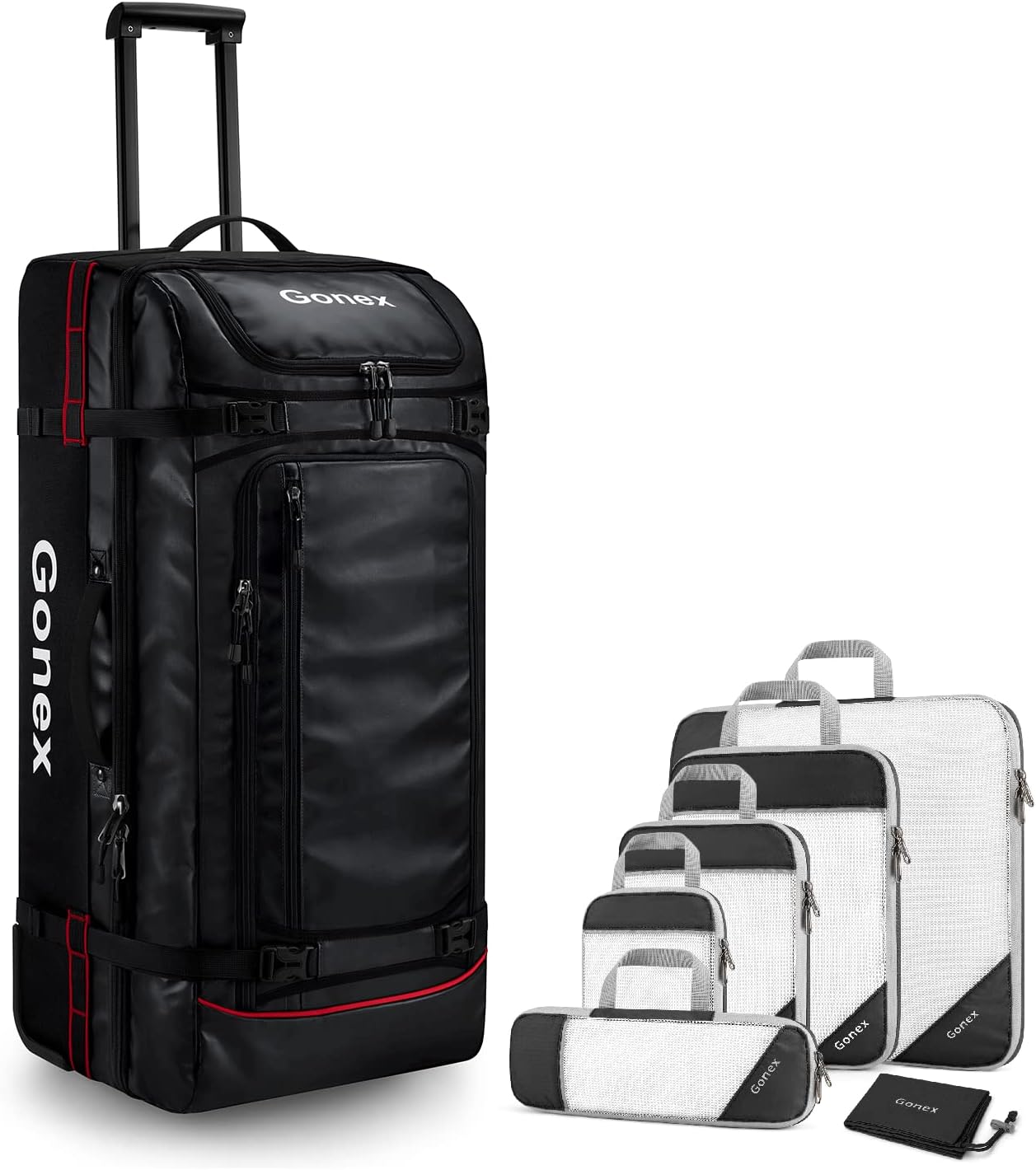 Gonex Rolling Duffle Bag with Wheels, 100L with Compression Packing Cubes