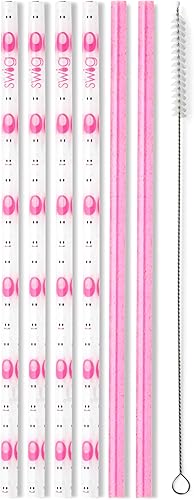 Miniatura 8 de Swig Life Juego de popotes reutilizables con purpurina transparente + popote alto Aqua y cepillo de limpieza, cada popote es de 10.25 pulgadas de