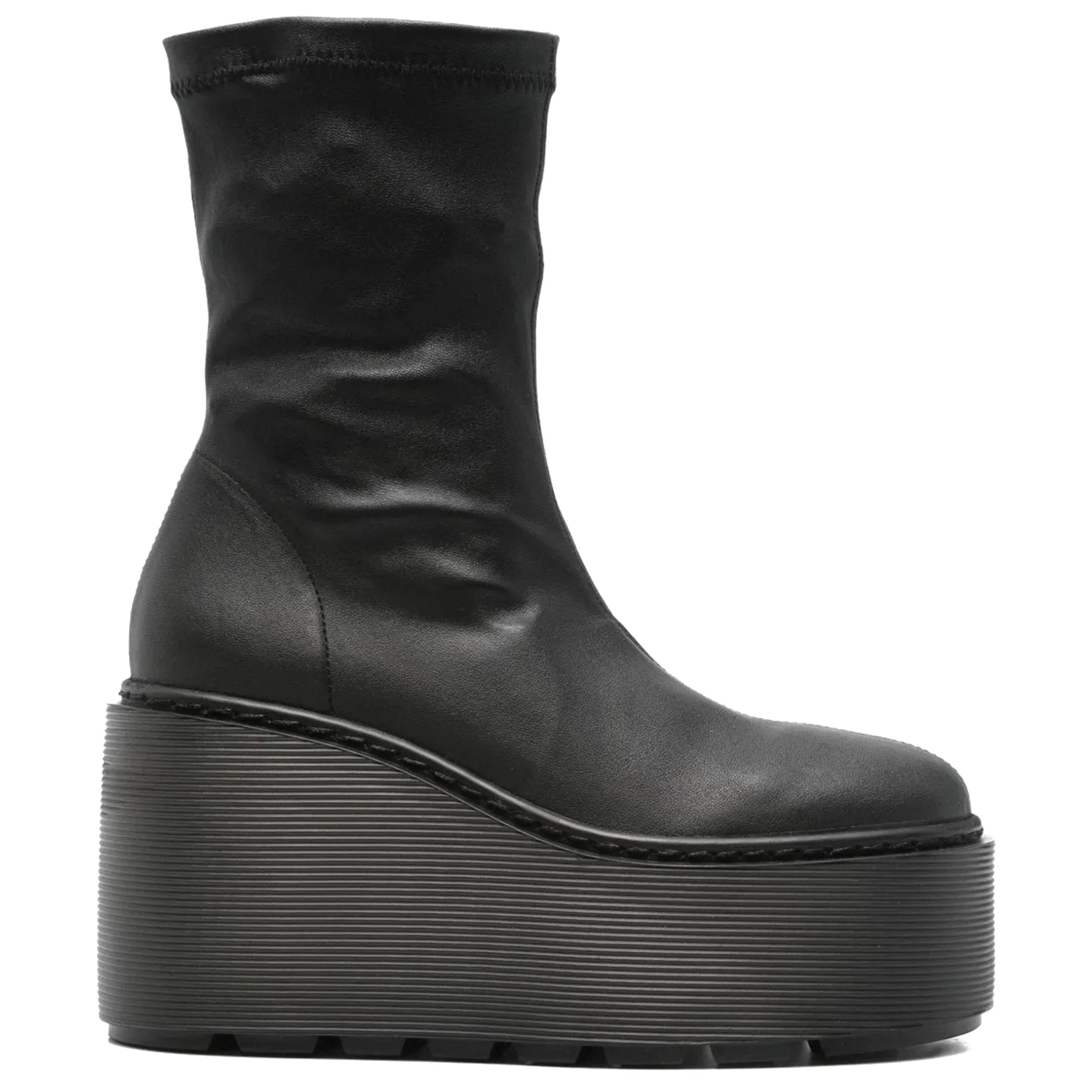 Platform Boots Black Boots for Women Round Toe Wedge Heel Ankle Boot Pull On Fall Winter Goth Riding