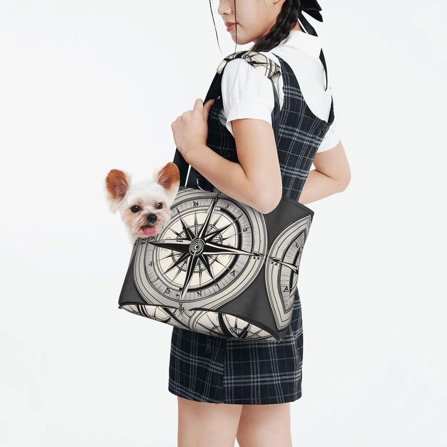 Law of The Compass Navigation 1 Print Portable Foldable Shoulder Bag for Travel,with Collar Hook and Handle Pad,Cute Stylish Design