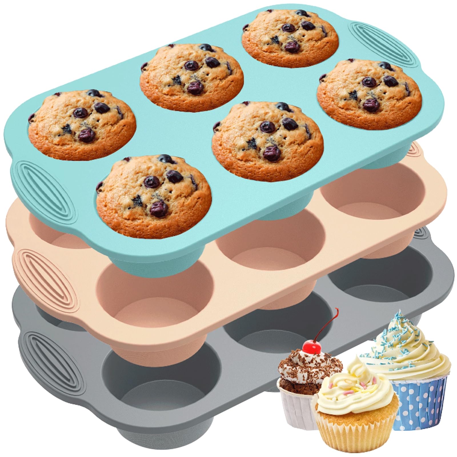 Moule à cupcakes en silicone 6 cavités | Plateau de cuisson muffins antiadhésif cuisine