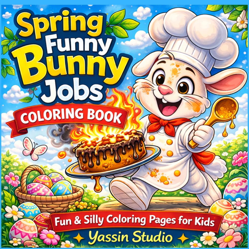 Spring Funny Bunny Jobs: A Silly Easter Bunny Coloring Book for Kids Ages 3–8 | Cute Spring Animals, Funny Jobs, and Easy Coloring Pages