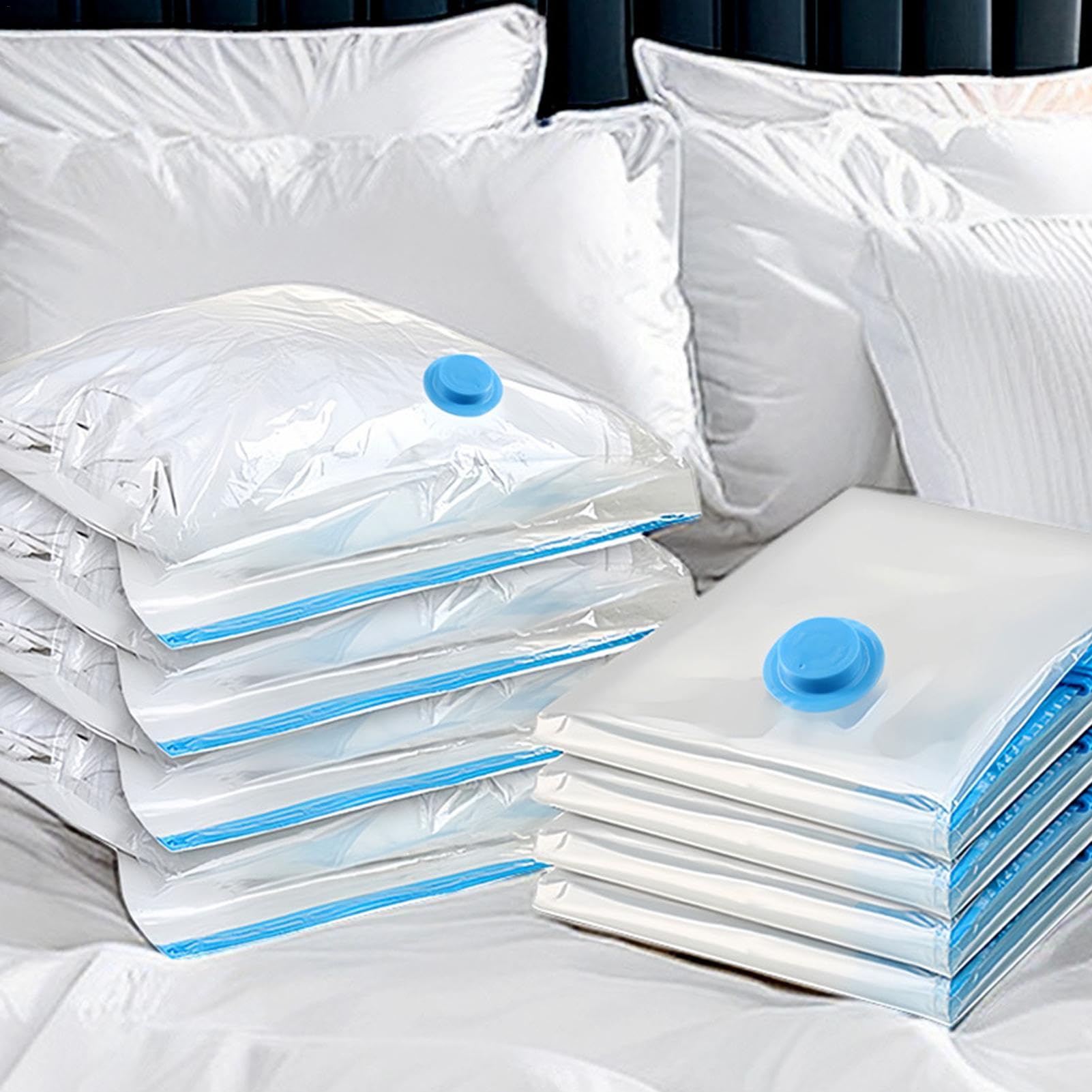 Bolsas de compresión para viajes, bolsas al vacío para viajes, 20X Space | Bags Bolsas de almacenamiento al vacío con bomba de mano, Bolsas herméticas de compresión transparentes para ropa, ropa de ca