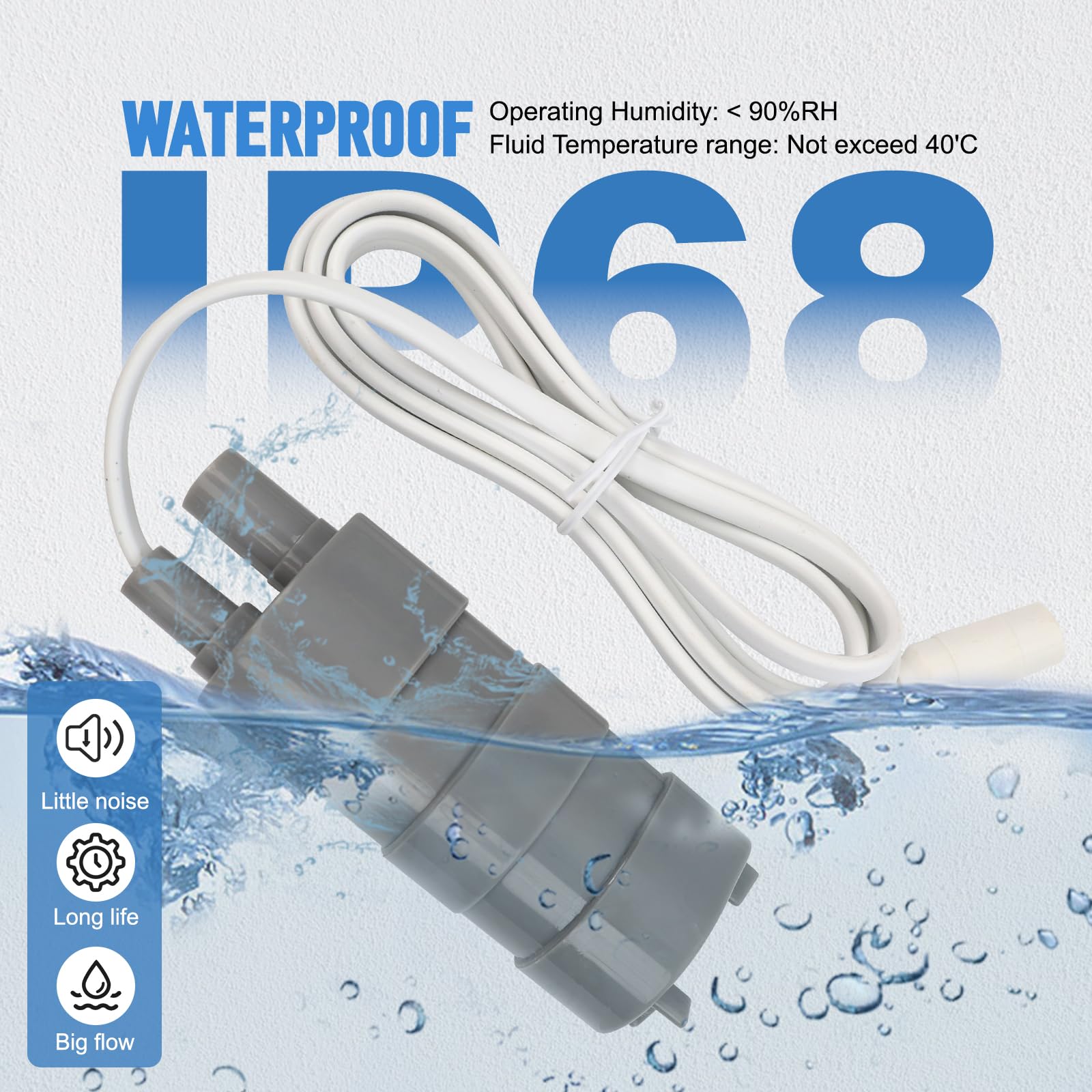 Water Pump, Riloer 12v Whale Pump High Flow Submersible Pump Whale Water Pump for Camper Caravan Motorhome Garden Pool - Image 4