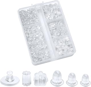 600pcs Silicone Earring Backs for Studs, 6 Styles Clear Earrings Back Replacement Soft Earrings Stopper Back for Heavy Earring, Hook Earrings