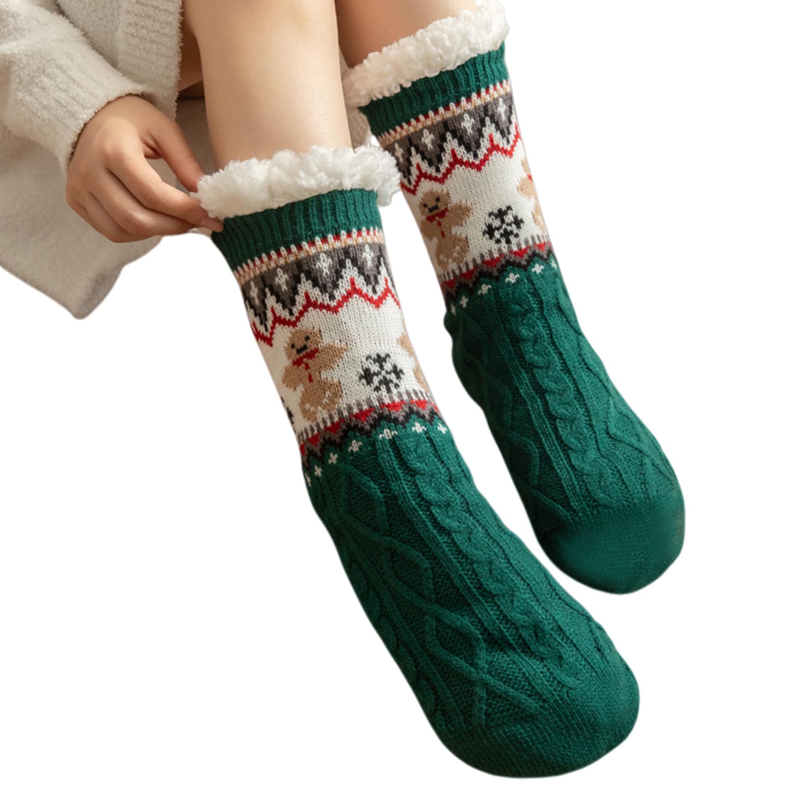 Tsophreniq Socks for Cold FloorNonslip Grip Christmas Themed Home Decoration Thermal Sleepwear Perfect for Kids Elderly Christmas Slipper Socks