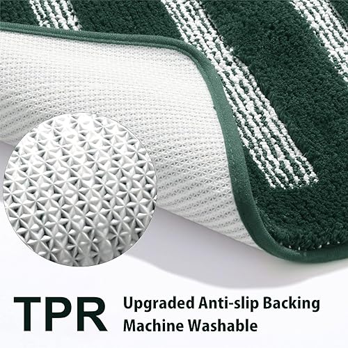 Miniatura 10 de Urvoix Juego de 2 alfombras de baño de felpilla con respaldo antideslizante, súper absorbentes, gruesas, suaves, para baño, bañera, ducha (borgoña,