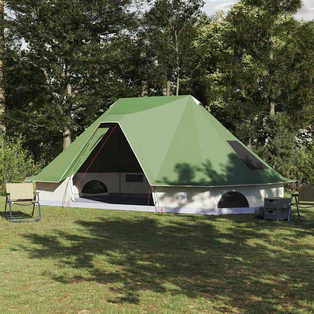 Tipi Namiot rodzinny Taffetas 466 x 310 x 240 cm z zielonym dachem, portem E i hakiem wiszącym na taras, kemping