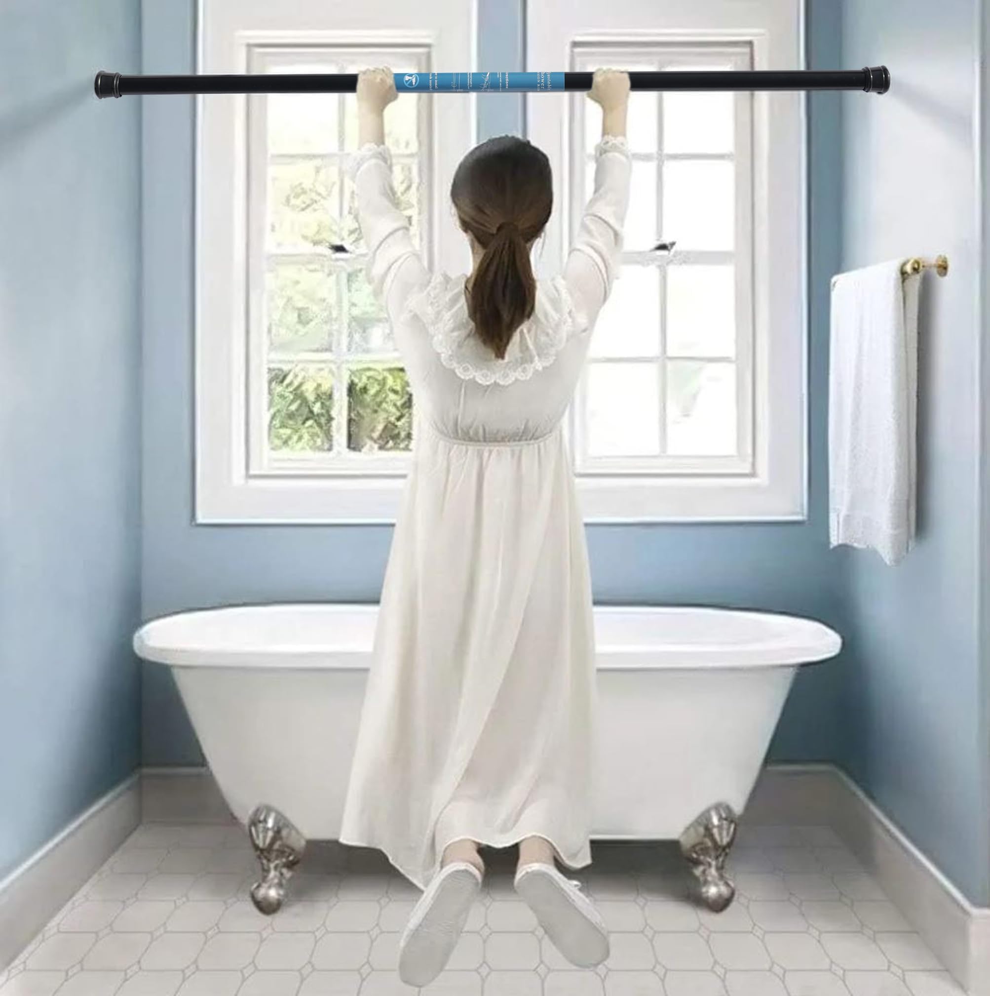 HomeCloud Expandable Shower Curtain Rod, Extendable Room Divider without Drilling, Adjustable Shower Rod, Sturdy & Rust Resistant Rod (Black Pack Of 1, Extendable- 140 to 260 Cm) — Amazon image 6