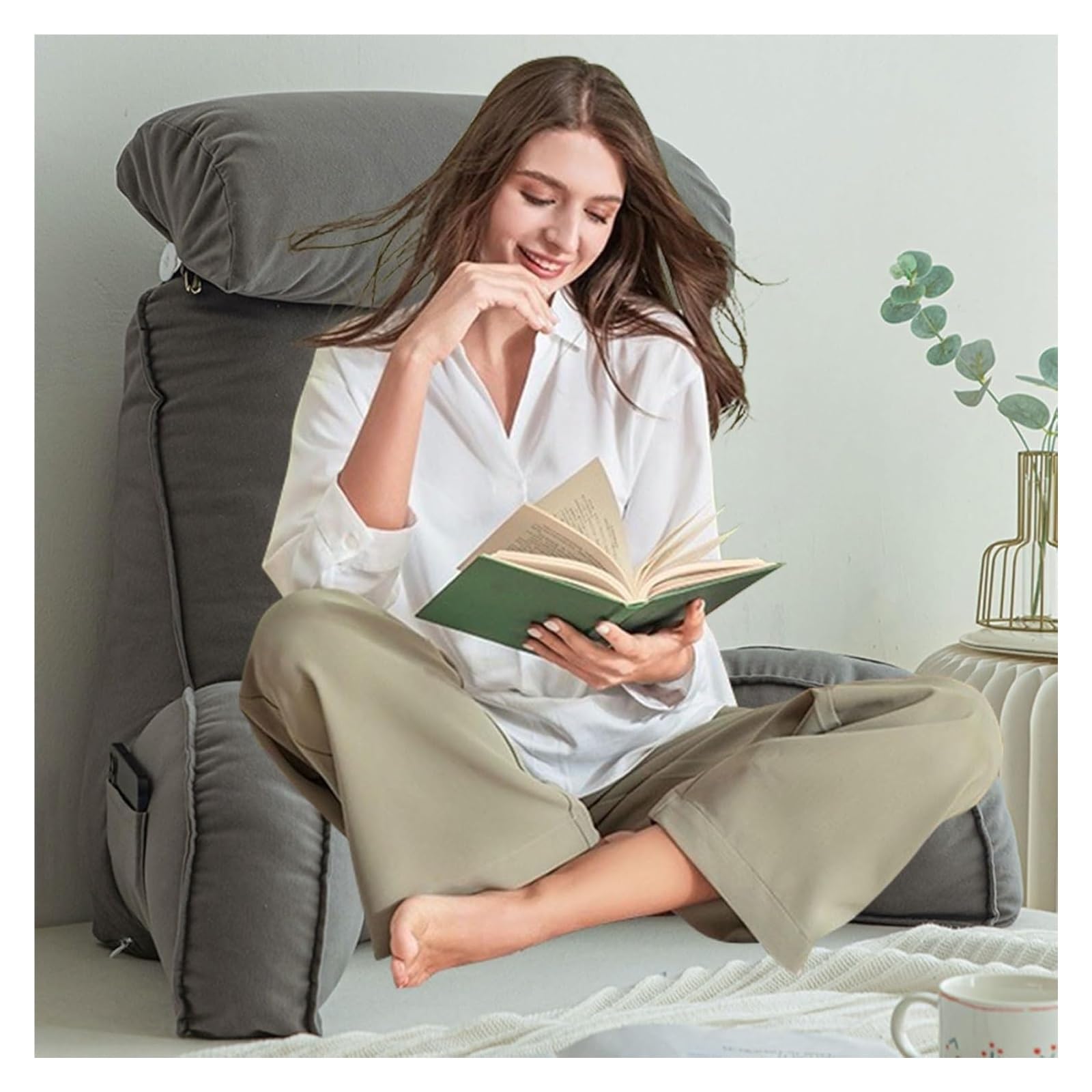 Reading pillow， Large Reading Pillow Detachable, Pillows For Bed Backrest
