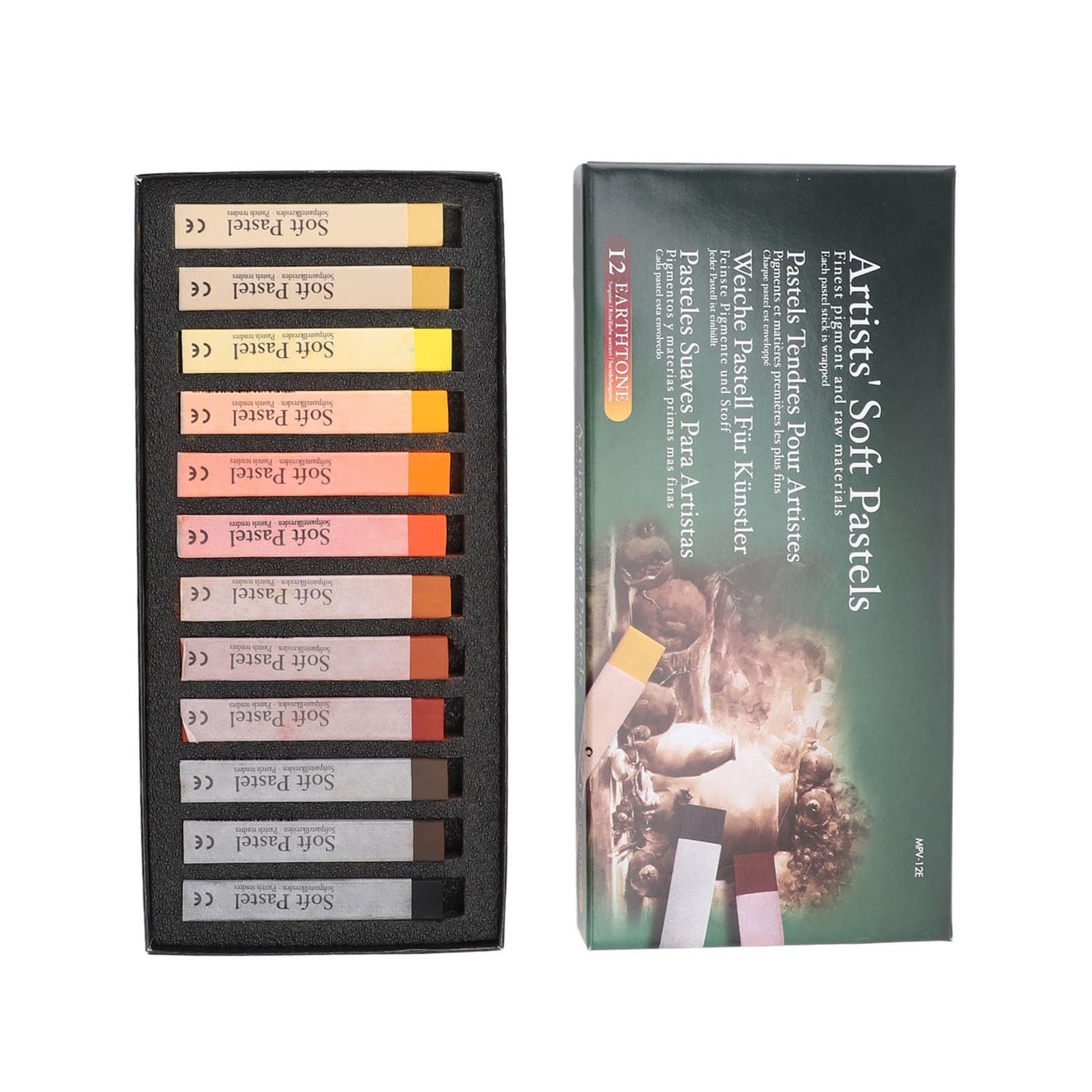 Set di 12 pastelli morbidi, quadrati, morbidi, per disegnare, dipingere, schizzi, pigmenti, forniture artistiche per artisti o hobbisti (colorato)