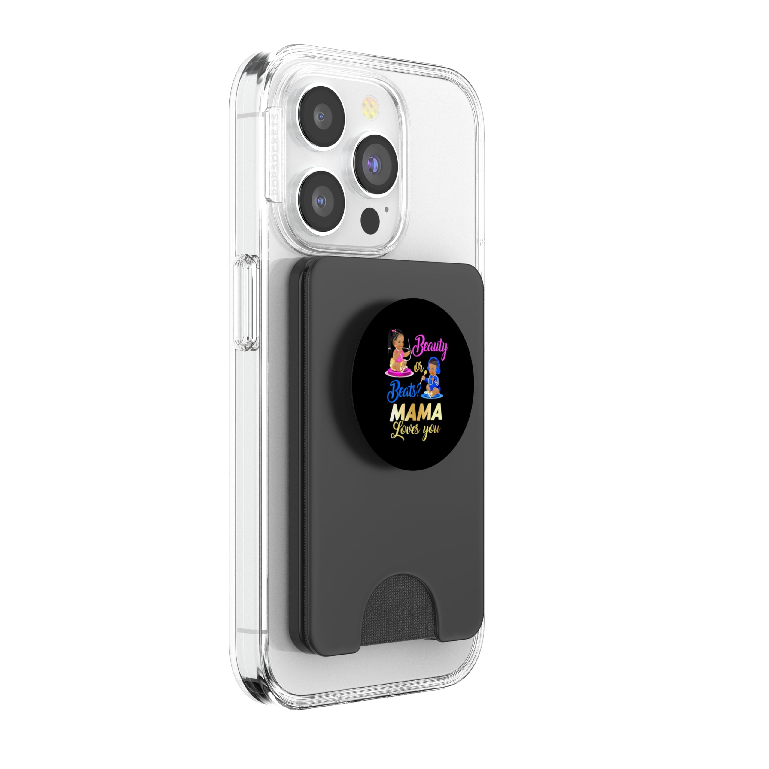 Cute Beauty Or Beat Mama Loves You - Fiesta de revelación de género PopSockets PopWallet para MagSafe