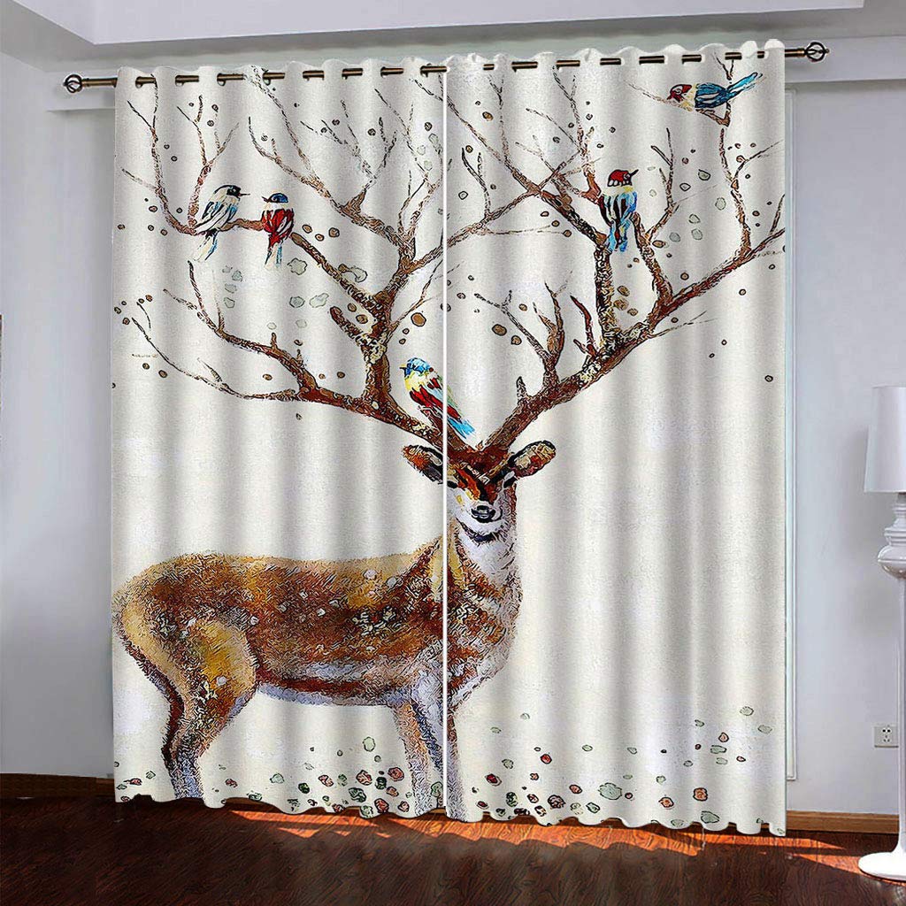 Rideau occultant à oeillets pour salon moderne motif animal forêt