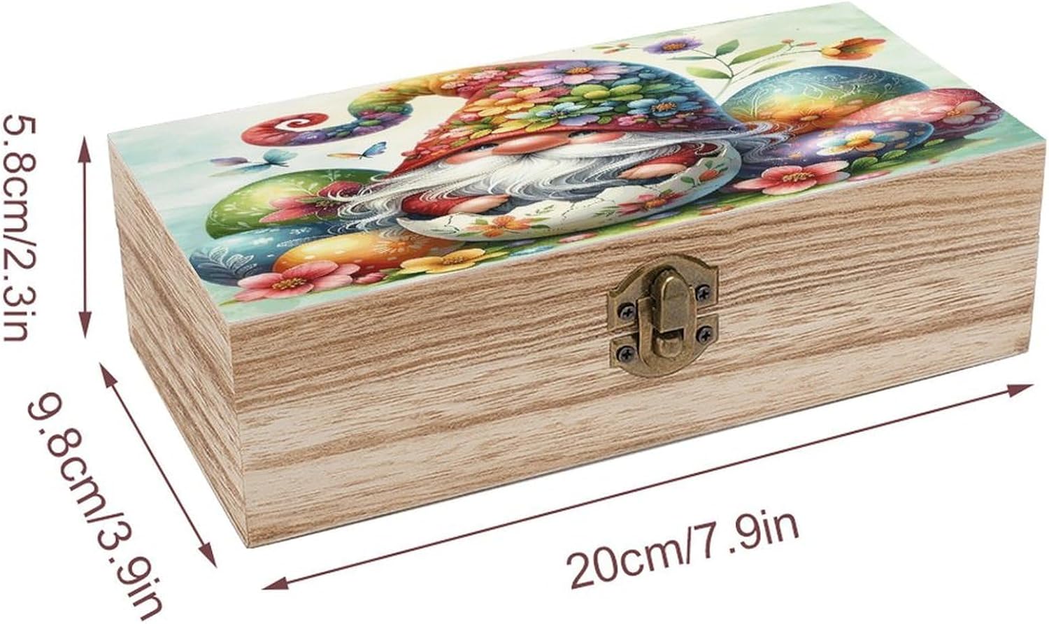 Easter-themed Gnomes Wooden Storage Box Vintage Jewelry Box image 2