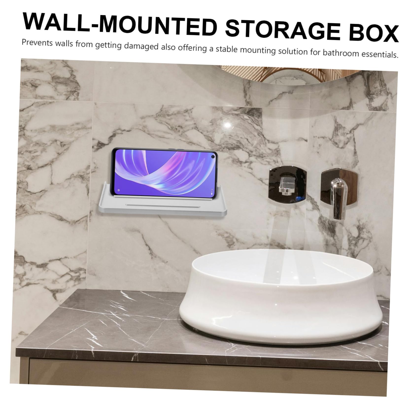 Hemobllo 4pezzi Supporto Telefonico Da Parete Per Bagno Mensola Angolare Senza Trapano Organizer Da Muro Design Moderno e Resistente