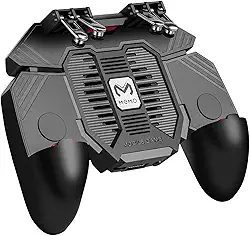 DELAM Controle móvel de jogos para iPhone e Android, controle móvel Pubg com ventilador de resfriamento, gatilhos de telefone para jogos, joystick de jogos, gamepad, teclas de mira de tiro para