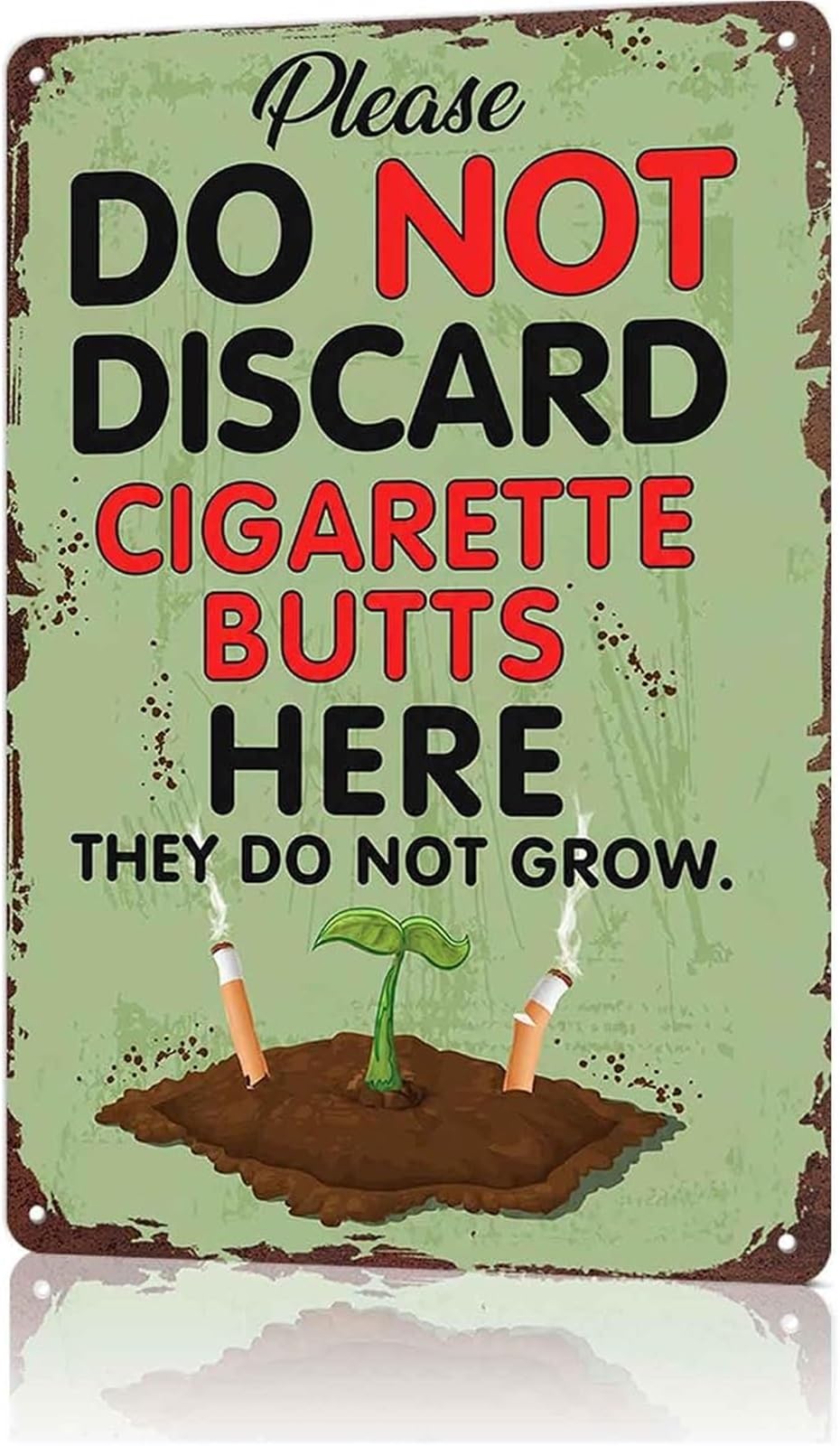 GYQYJPFZM No Cigarette Butts Discard Here Aluminum Metal Sign Funny Wall-Art For Office Cafe Bar Restaurant Garage Living Room 8 X 12 in