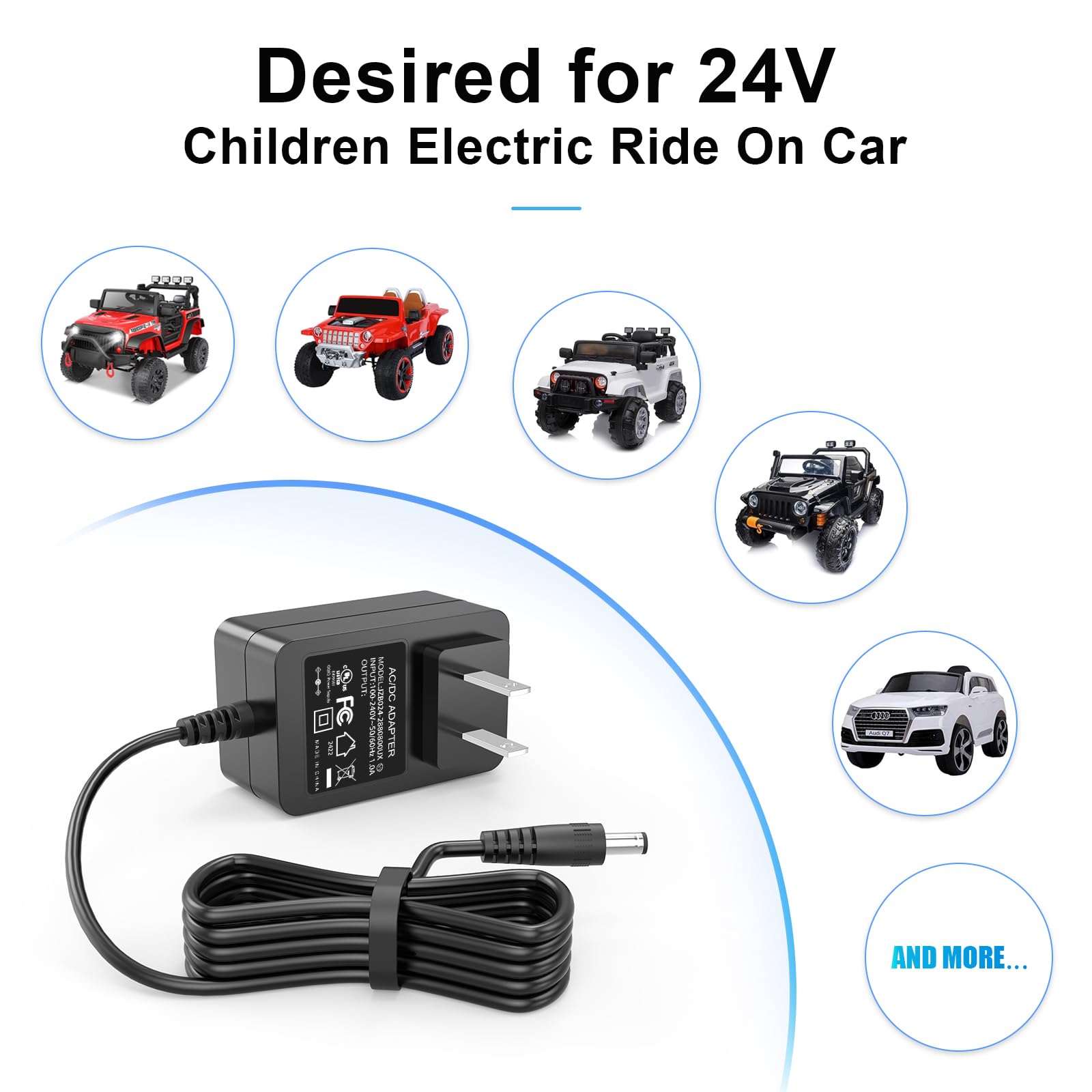 28.8V Kids Ride On Car Charger, 24V Battery Charger with Charging Indicator for a Variety of Electric Baby Carriage Ride Toy, for Ride on Car SUV Car Ride-Ons Accessories