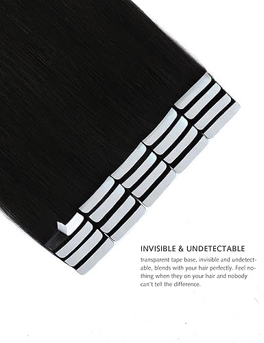 Miniatura 4 de Yamel Extensiones de cabello humano con cinta, extensiones de cabello negro natural de 10 pulgadas, 20 unidades