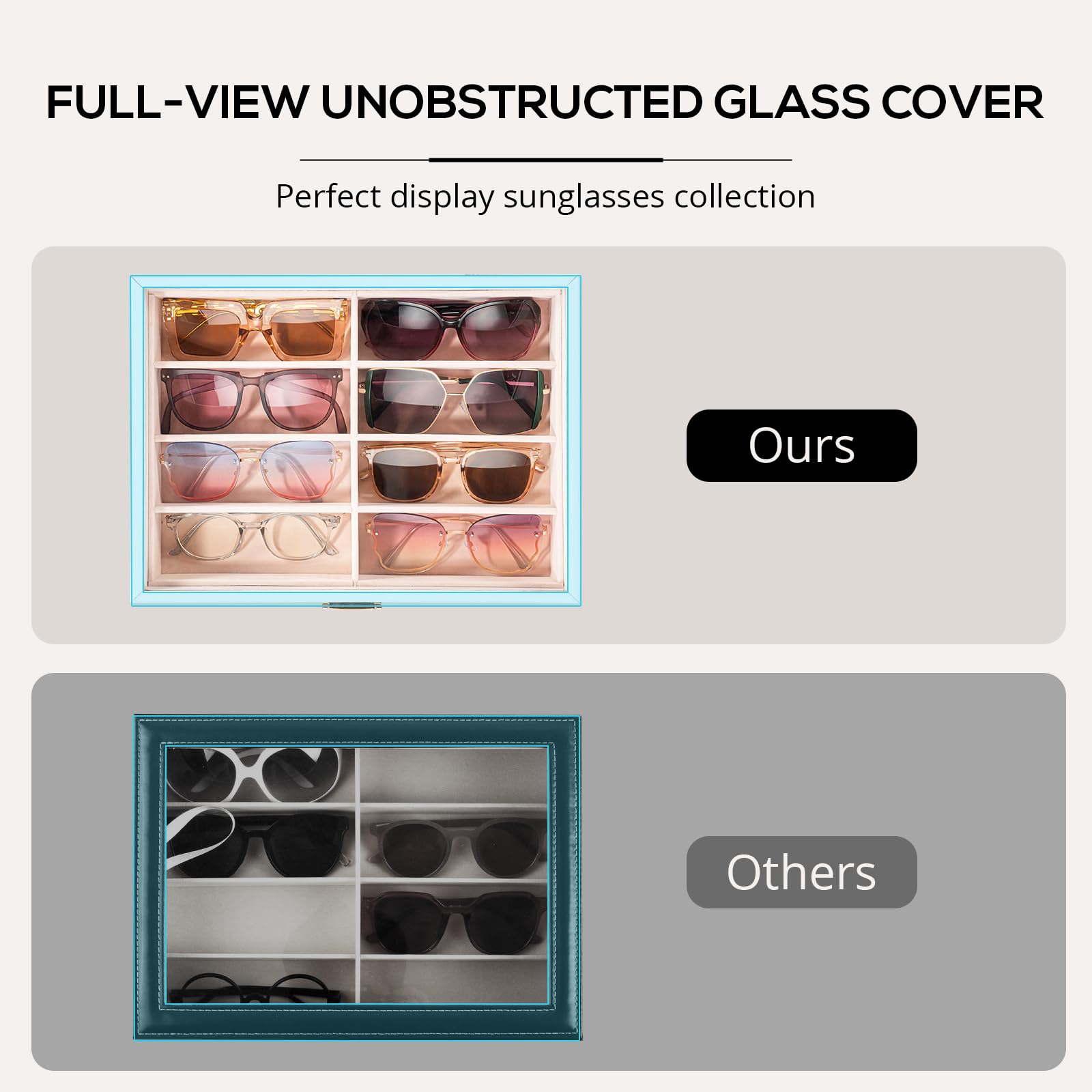 Procase Expositor para Gafas de Sol 8 Compartimentos Organizador - Blanco